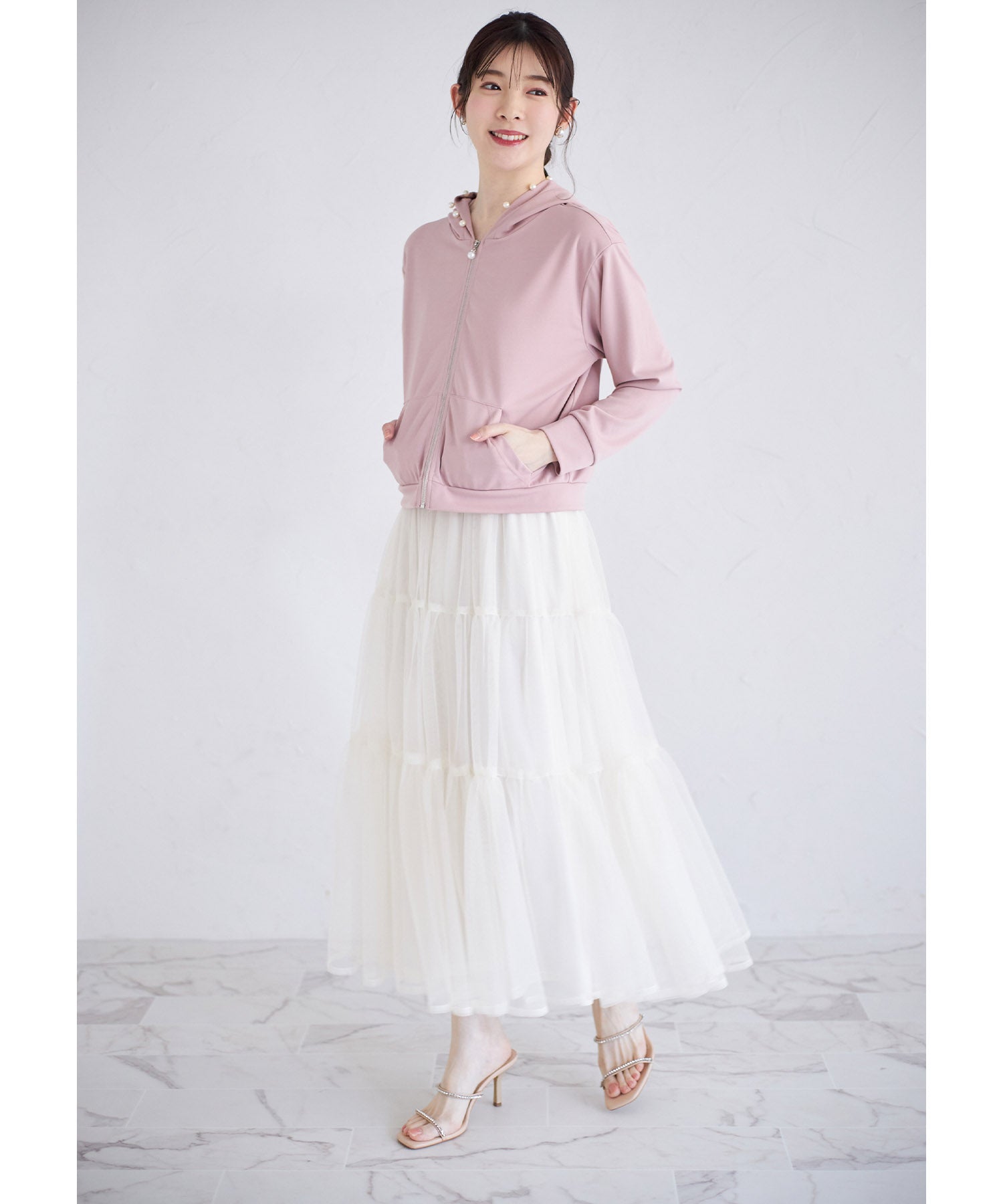 トッコクローゼット tocco closet ティアードチュールスカート （グレイッシュブルー） グレイッシュブルー