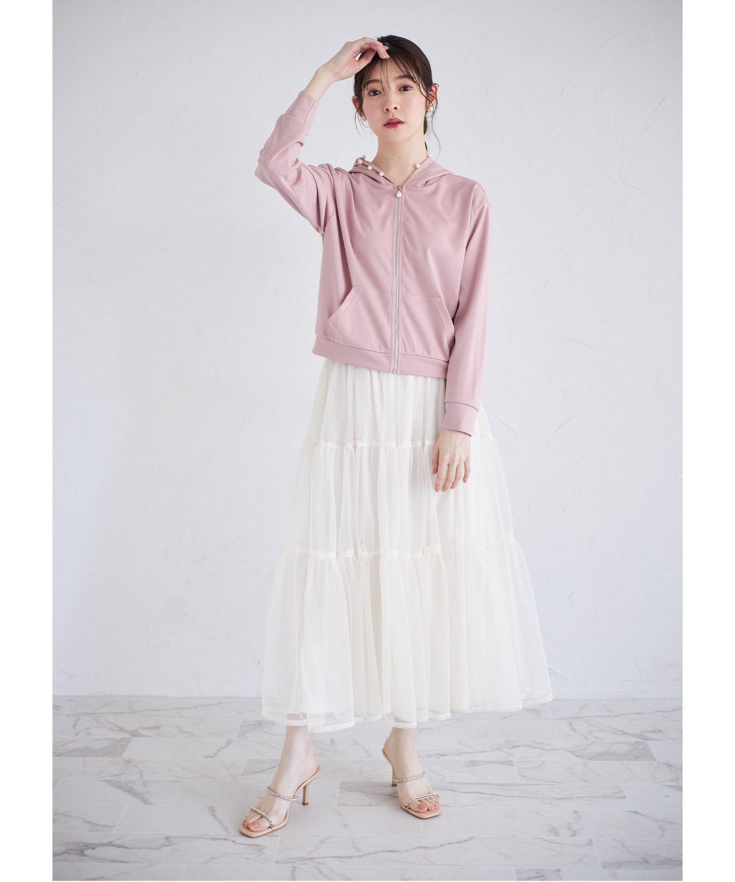 トッコクローゼット tocco closet ティアードチュールスカート （グレイッシュブルー） グレイッシュブルー