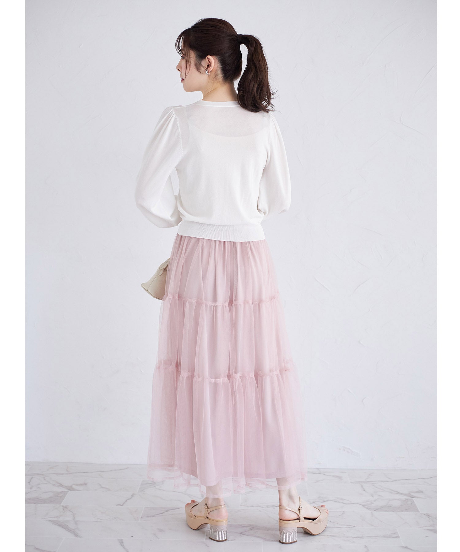 トッコクローゼット tocco closet ティアードチュールスカート （グレイッシュブルー） グレイッシュブルー