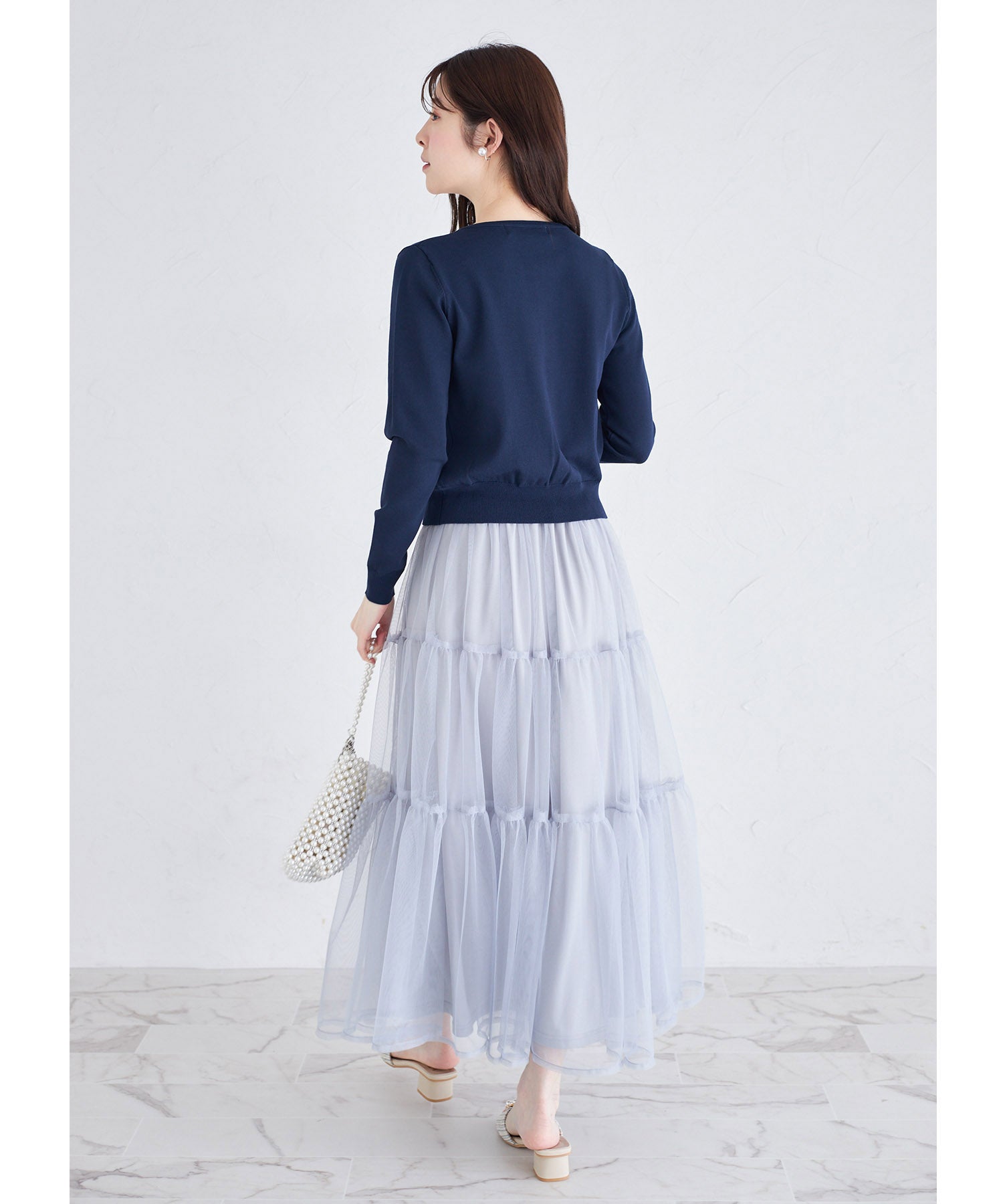 トッコクローゼット tocco closet ティアードチュールスカート （グレイッシュブルー） グレイッシュブルー