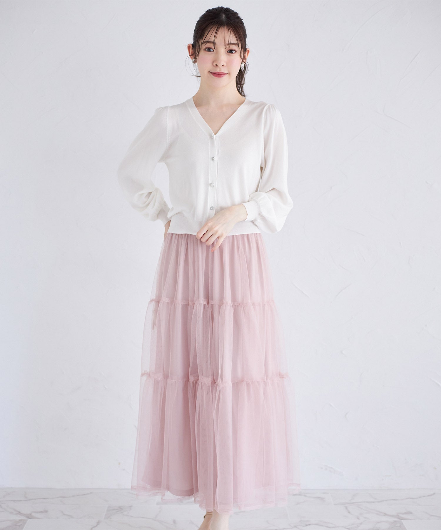 トッコクローゼット tocco closet ティアードチュールスカート （ピンク） ピンク