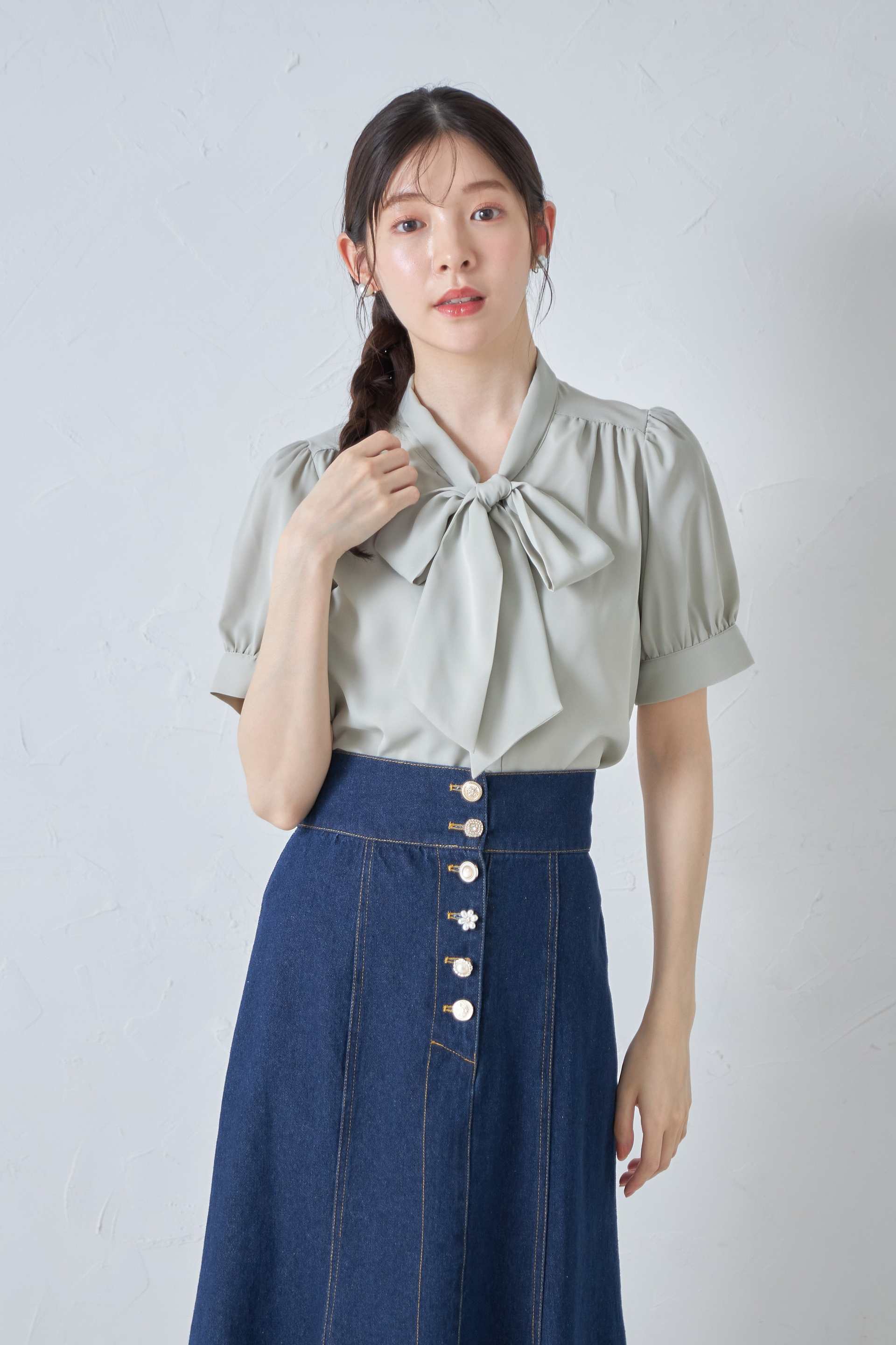 トッコクローゼット tocco closet ボウタイりぼん半袖ブラウス （Mint） Mint