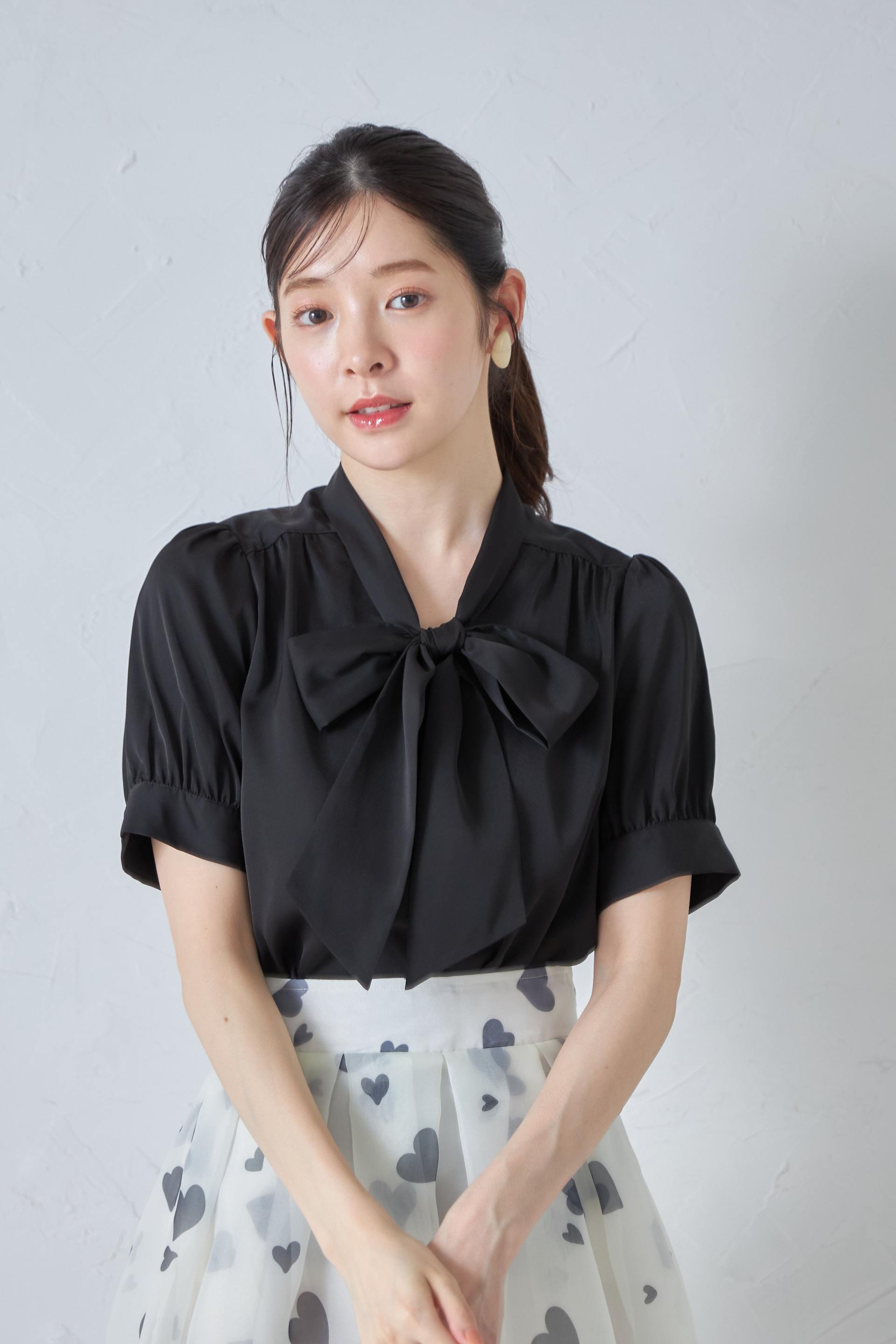 トッコクローゼット tocco closet ボウタイりぼん半袖ブラウス （ブラック） ブラック