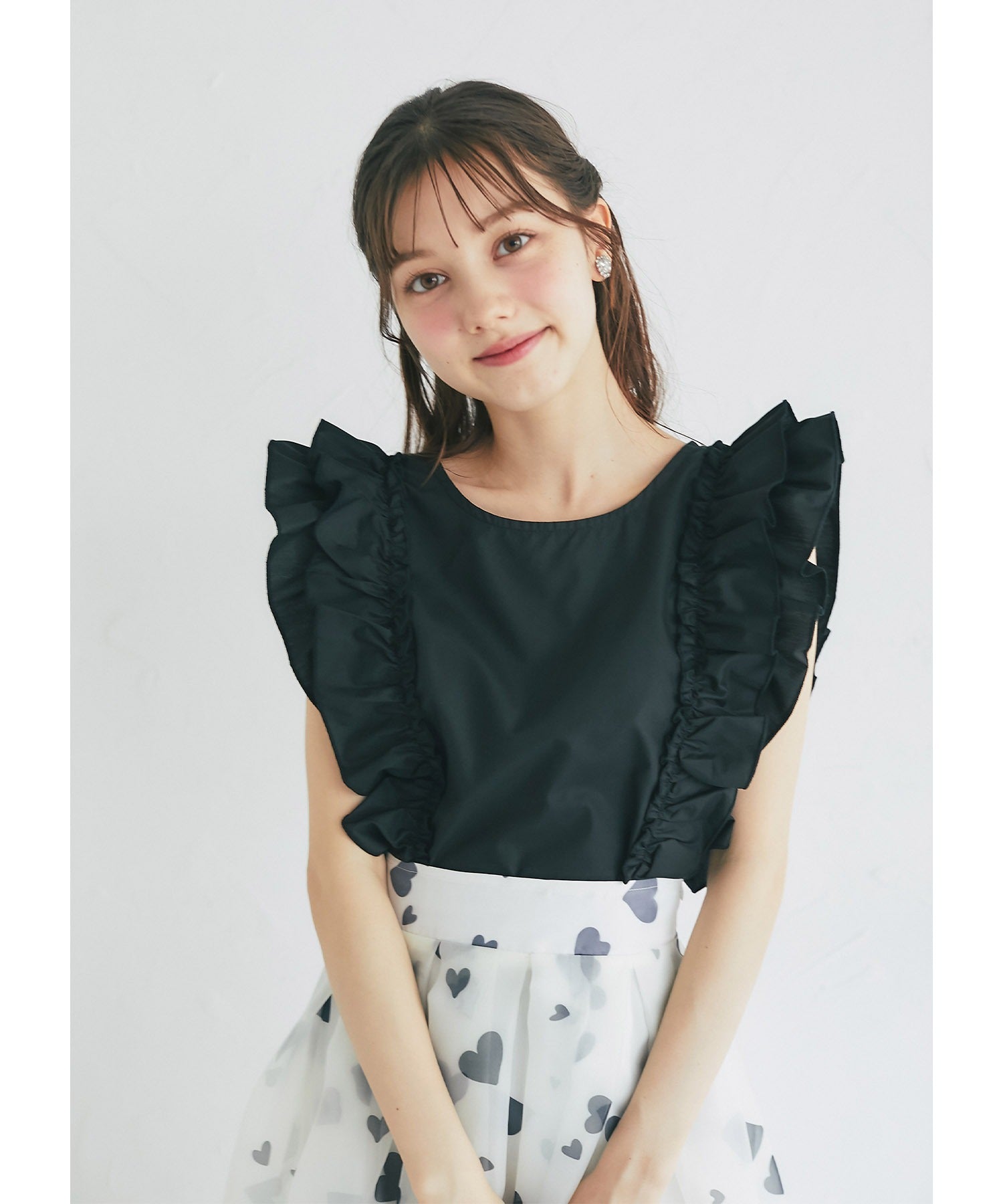 トッコクローゼット tocco closet サイドフリルブラウス （ブラック） ブラック