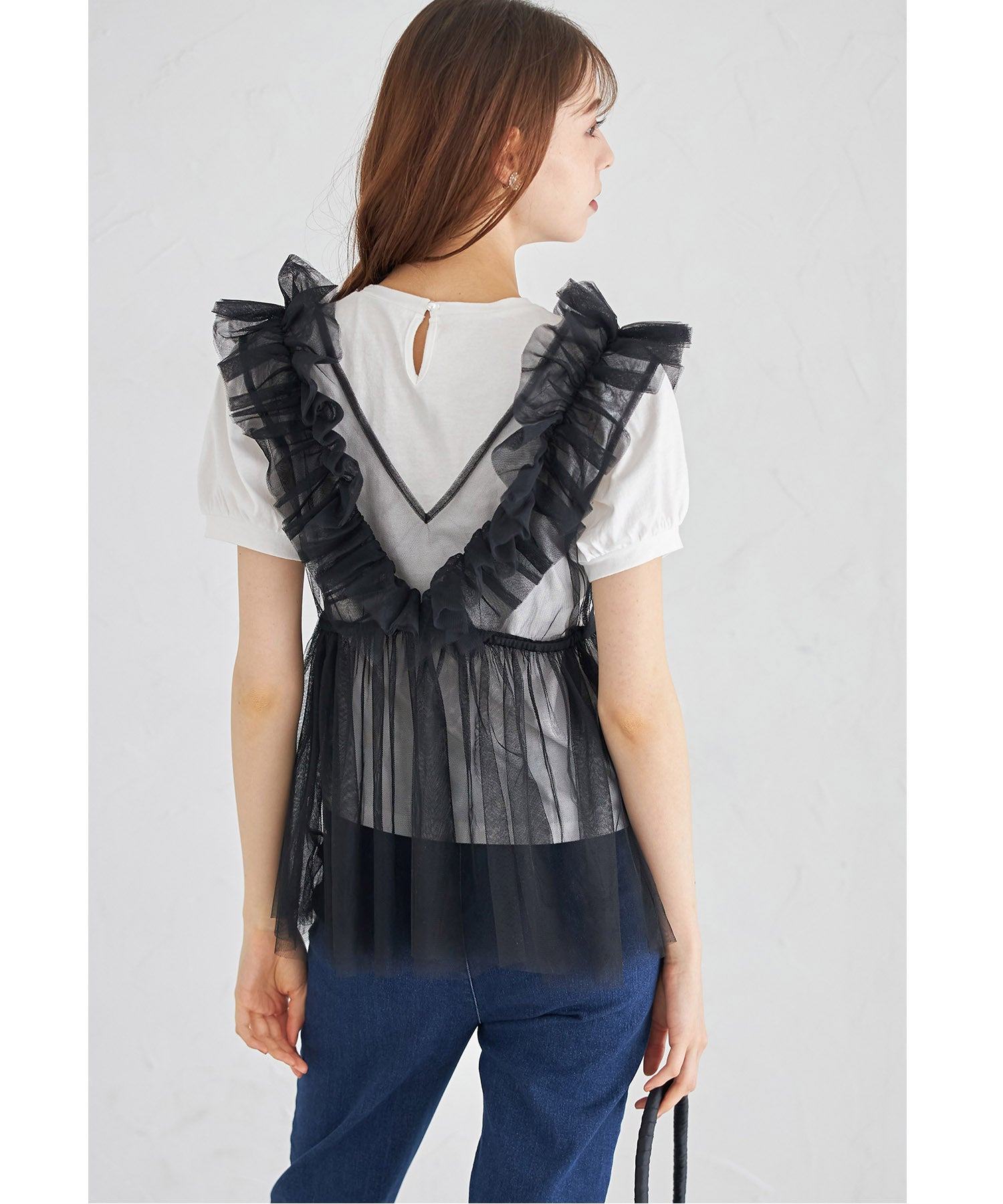 トッコクローゼット tocco closet パール付きチュールビスチェ （アイボリー） アイボリー
