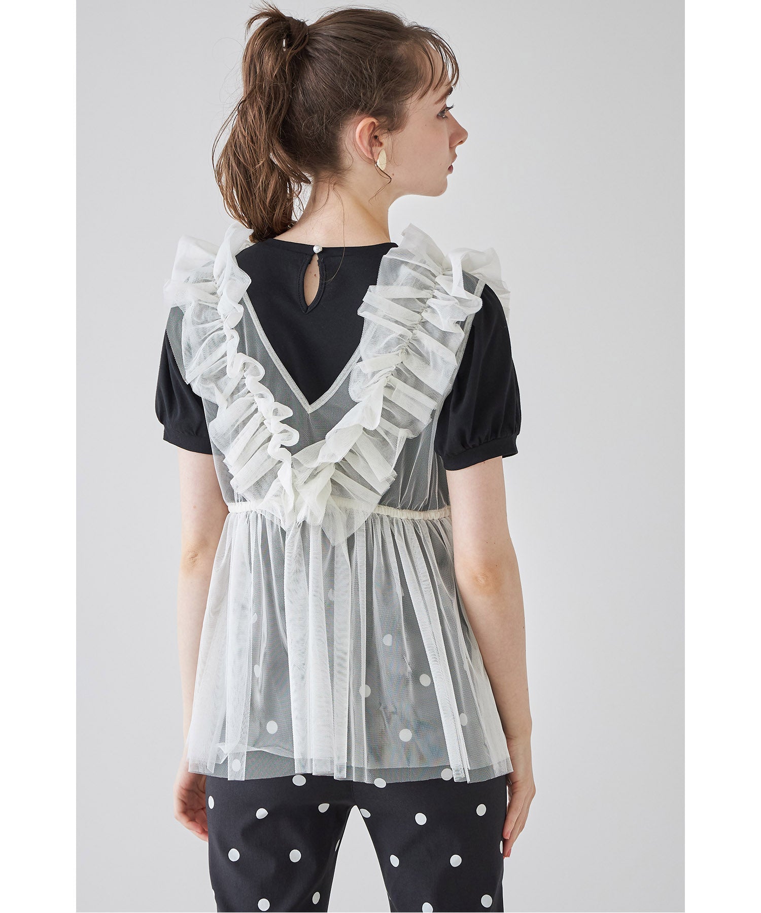 トッコクローゼット tocco closet パール付きチュールビスチェ （アイボリー） アイボリー