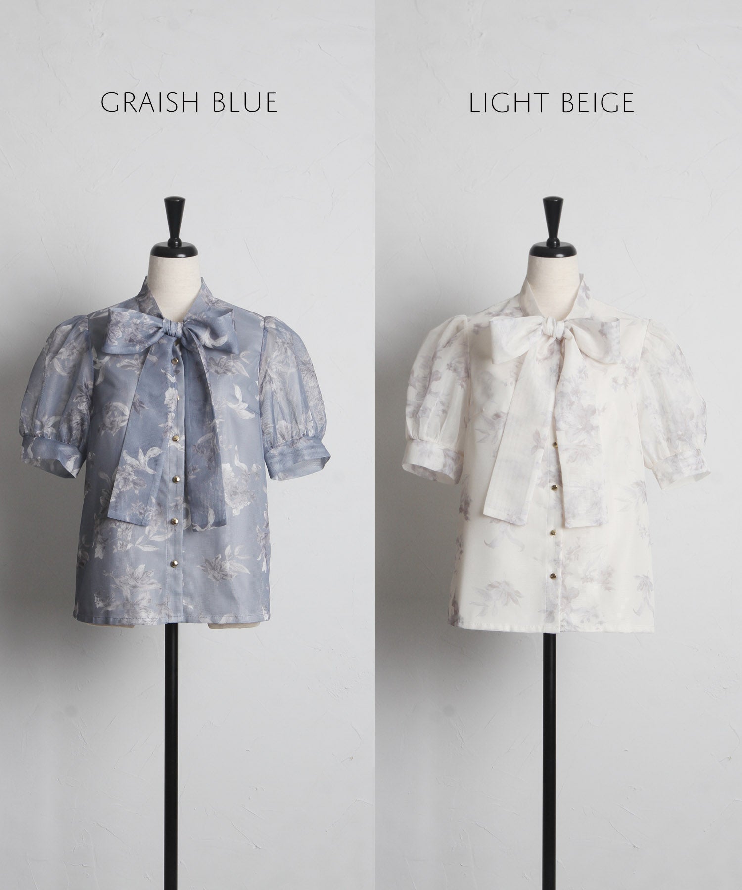 トッコクローゼット tocco closet ボウタイリボンフラワープリントメッシュブラウス （ライトベージュ） ライトベージュ
