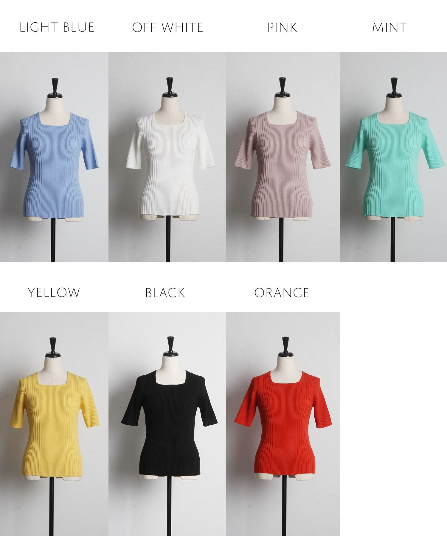 トッコクローゼット tocco closet 接触冷感♪スクエアネックランダムリブニットプルオーバー （オフホワイト） オフホワイト