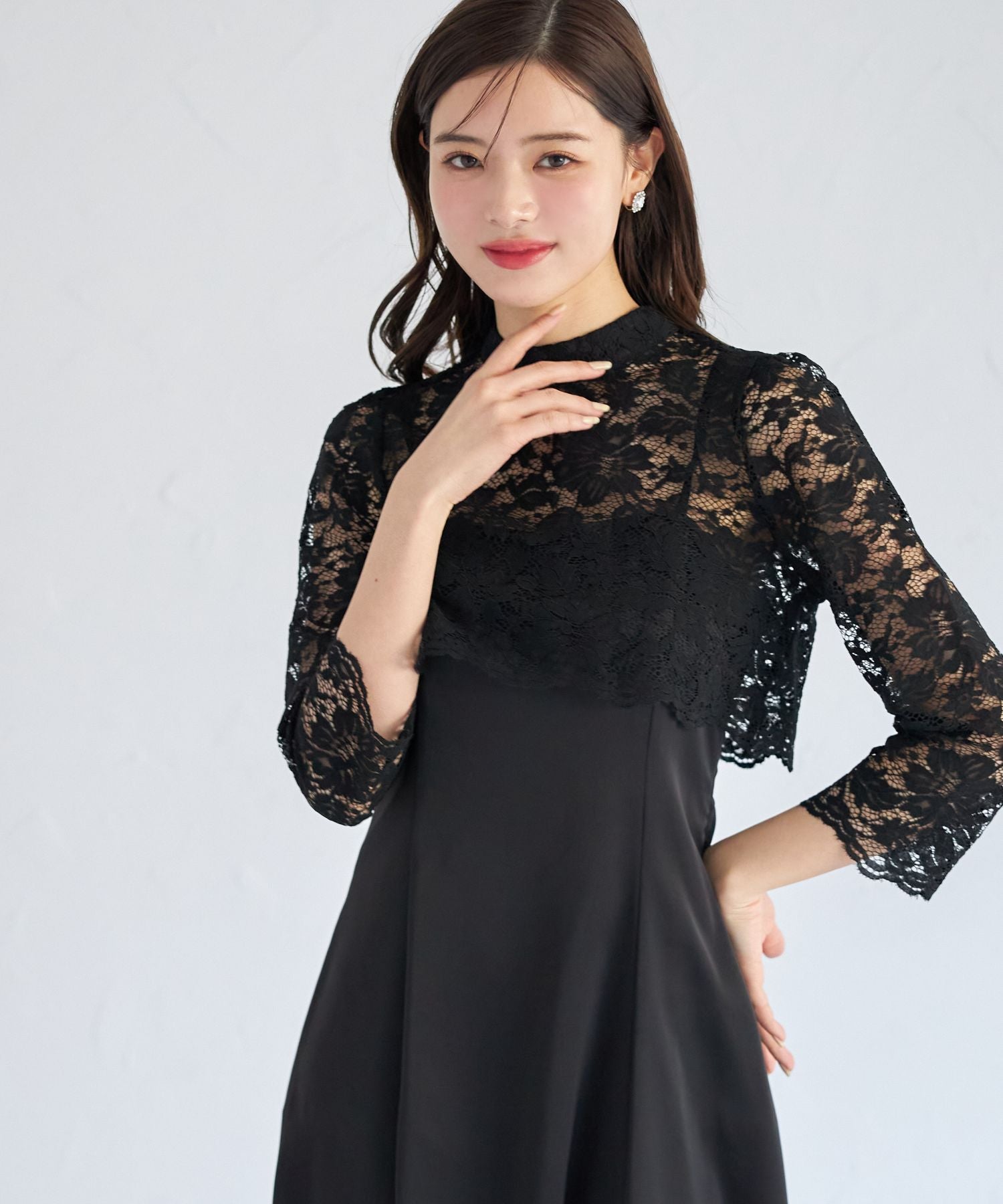 トッコクローゼット tocco closet マルチWAYボウタイリボンレーストップス×キャミワンピースセット