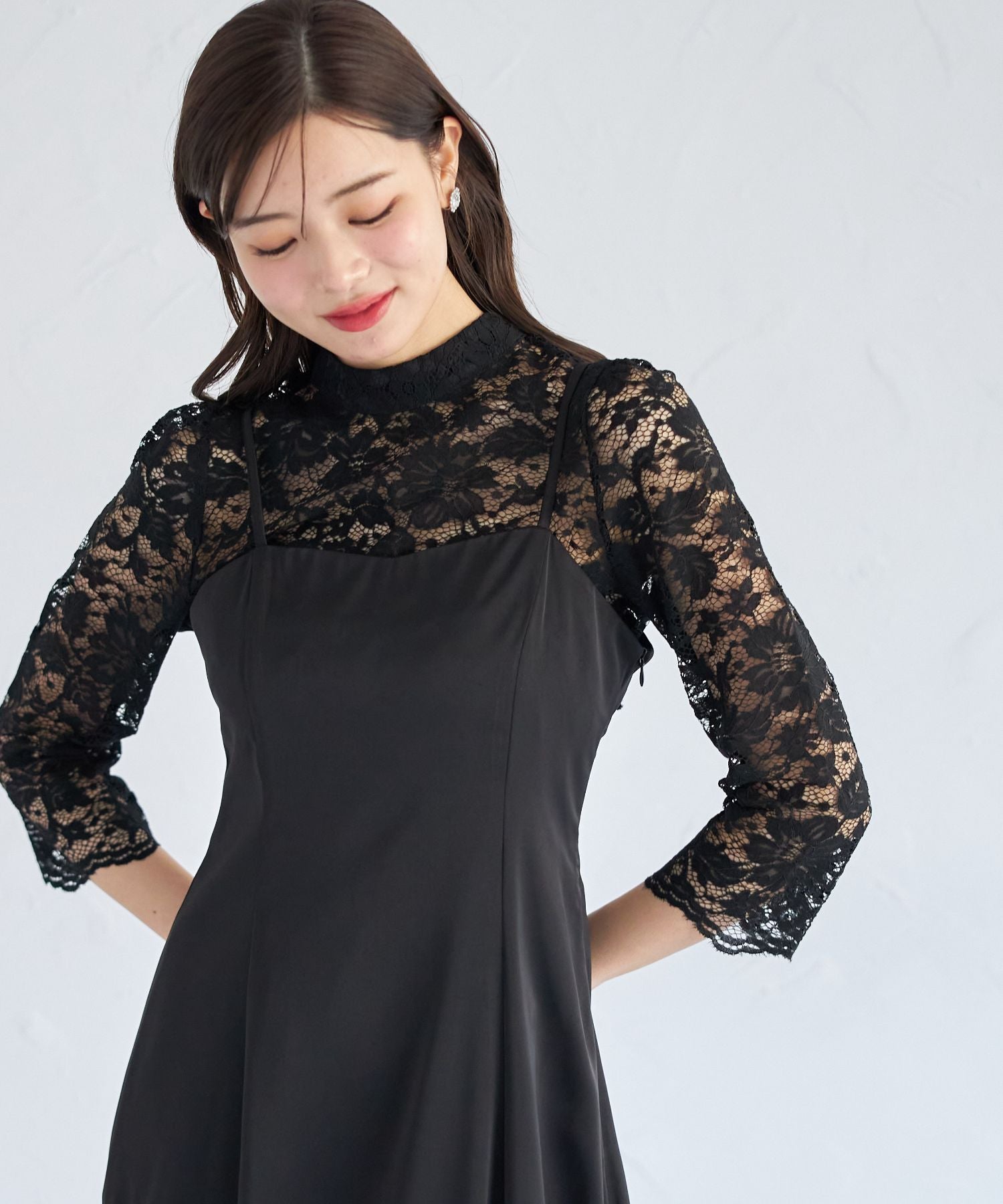 トッコクローゼット tocco closet マルチWAYボウタイリボンレーストップス×キャミワンピースセット
