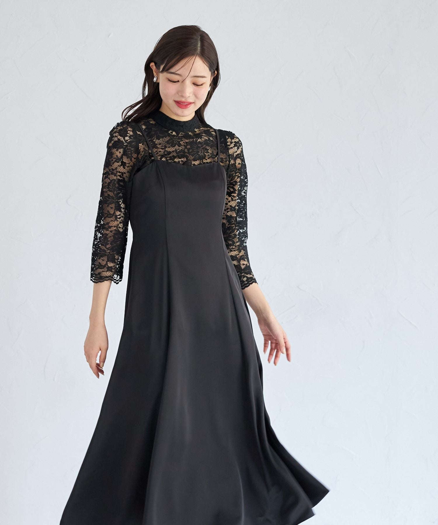 トッコクローゼット tocco closet マルチWAYボウタイリボンレーストップス×キャミワンピースセット