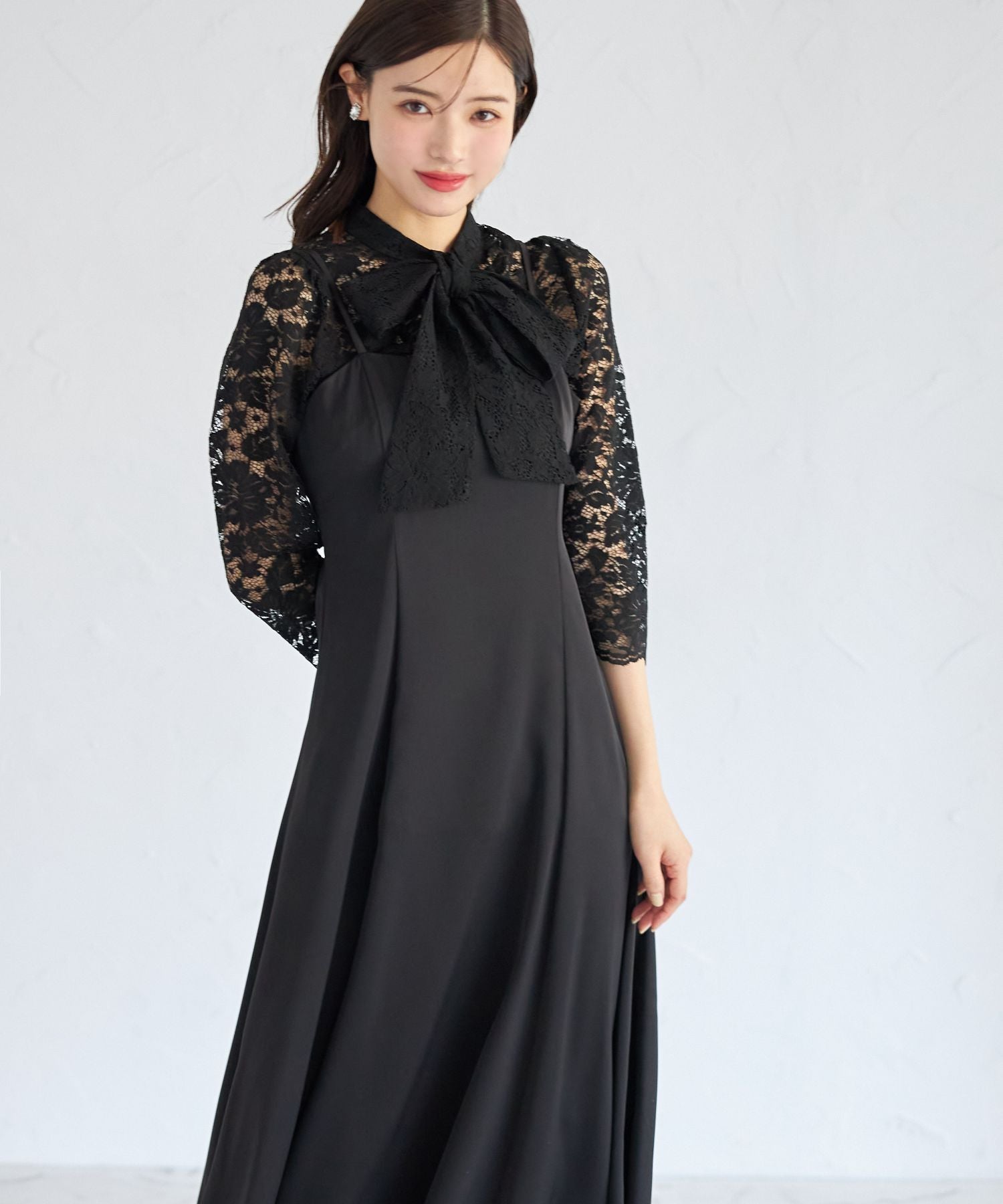 トッコクローゼット tocco closet マルチWAYボウタイリボンレーストップス×キャミワンピースセット