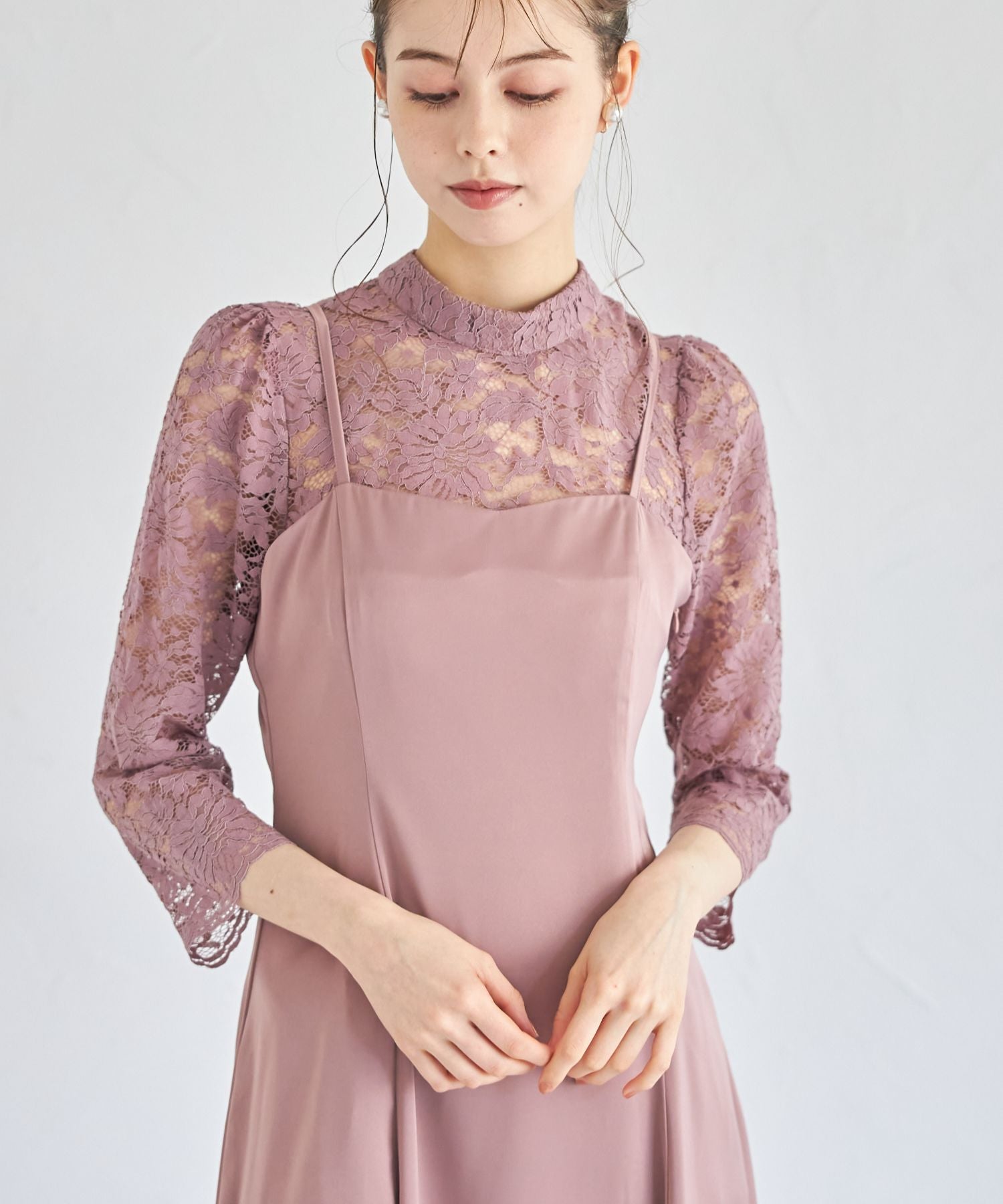 トッコクローゼット tocco closet マルチWAYボウタイリボンレーストップス×キャミワンピースセット
