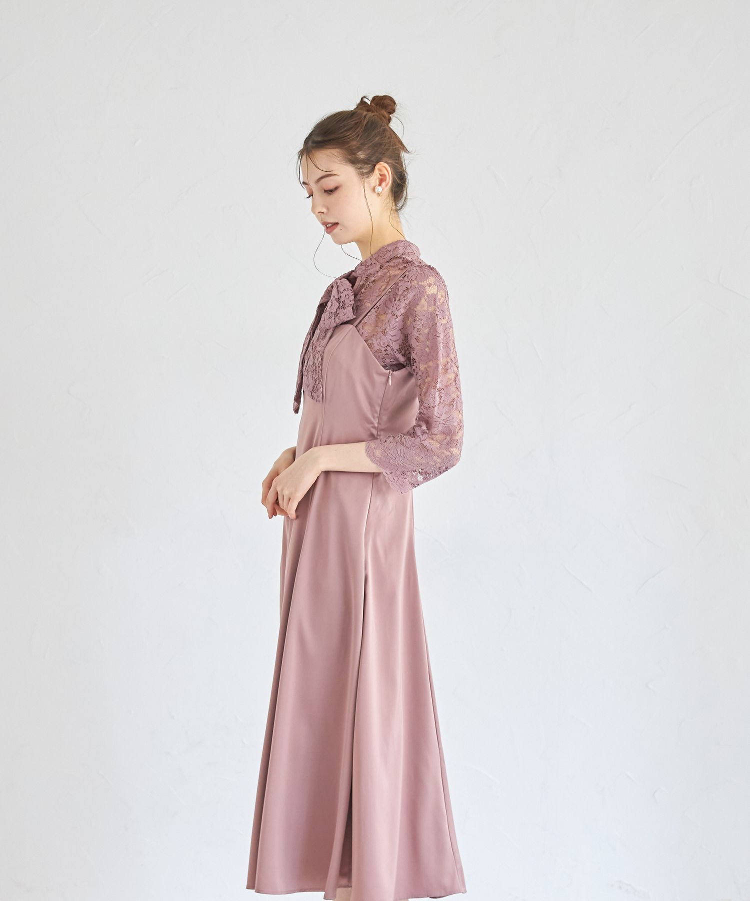 トッコクローゼット tocco closet マルチWAYボウタイリボンレーストップス×キャミワンピースセット