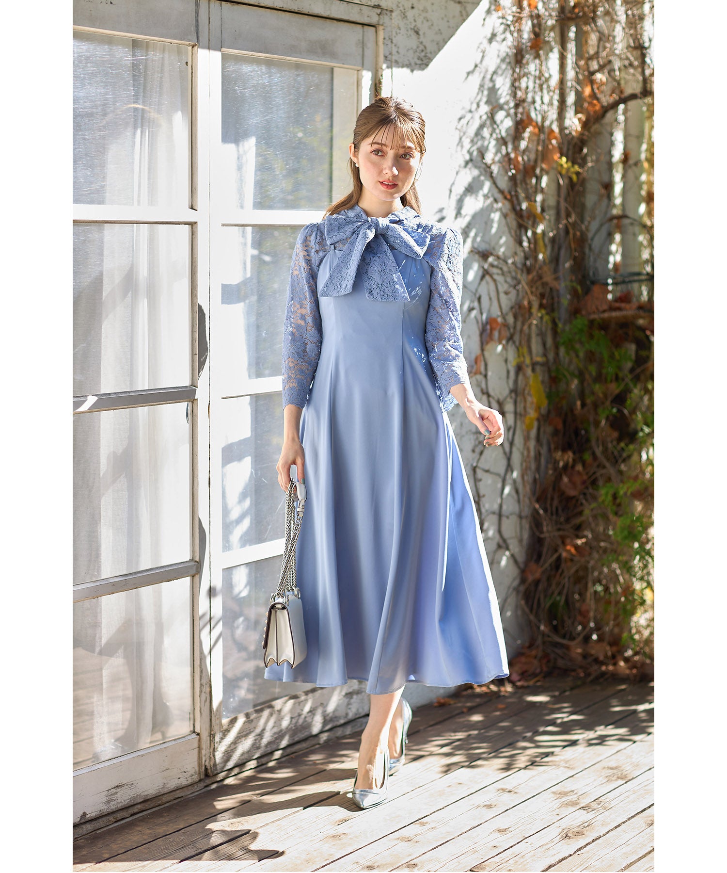 トッコクローゼット tocco closet マルチWAYボウタイリボンレーストップス×キャミワンピースセット