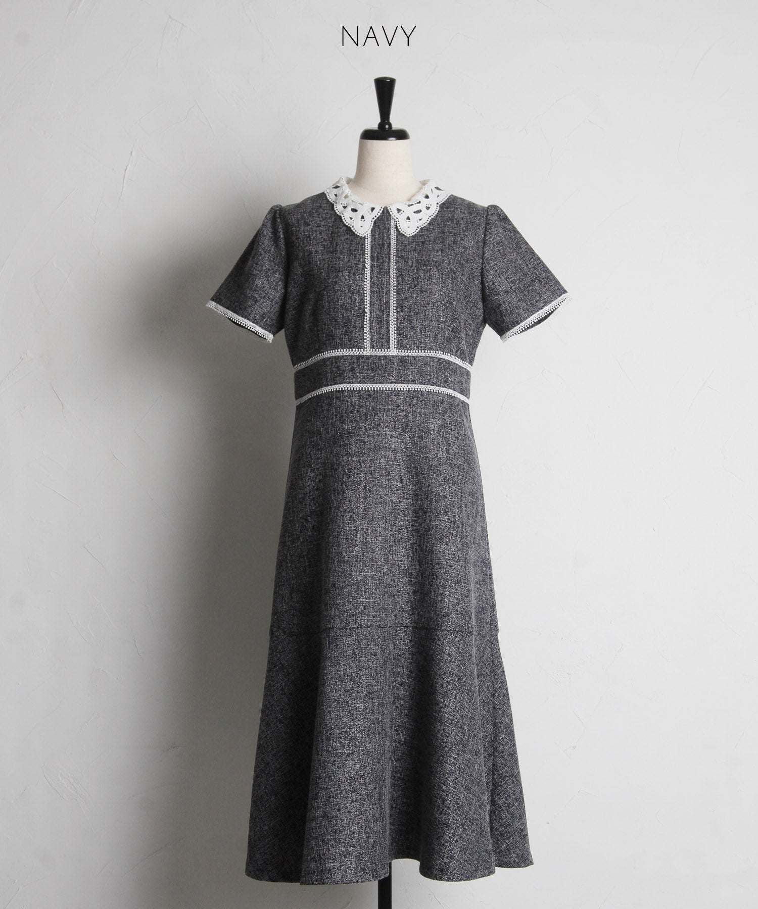 トッコクローゼット tocco closet 2WAYレース襟付き配色サマーツイード