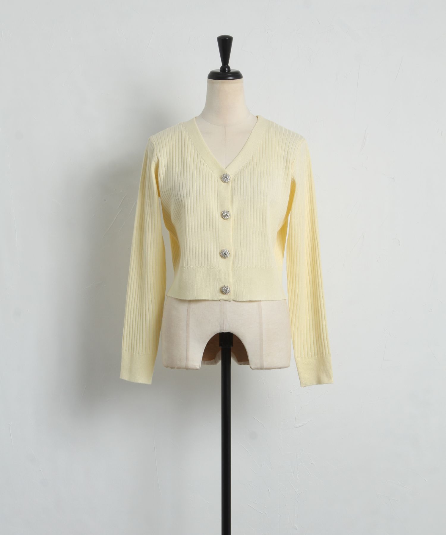 トッコクローゼット tocco closet 花朵珠飾短版羅紋針織開衫