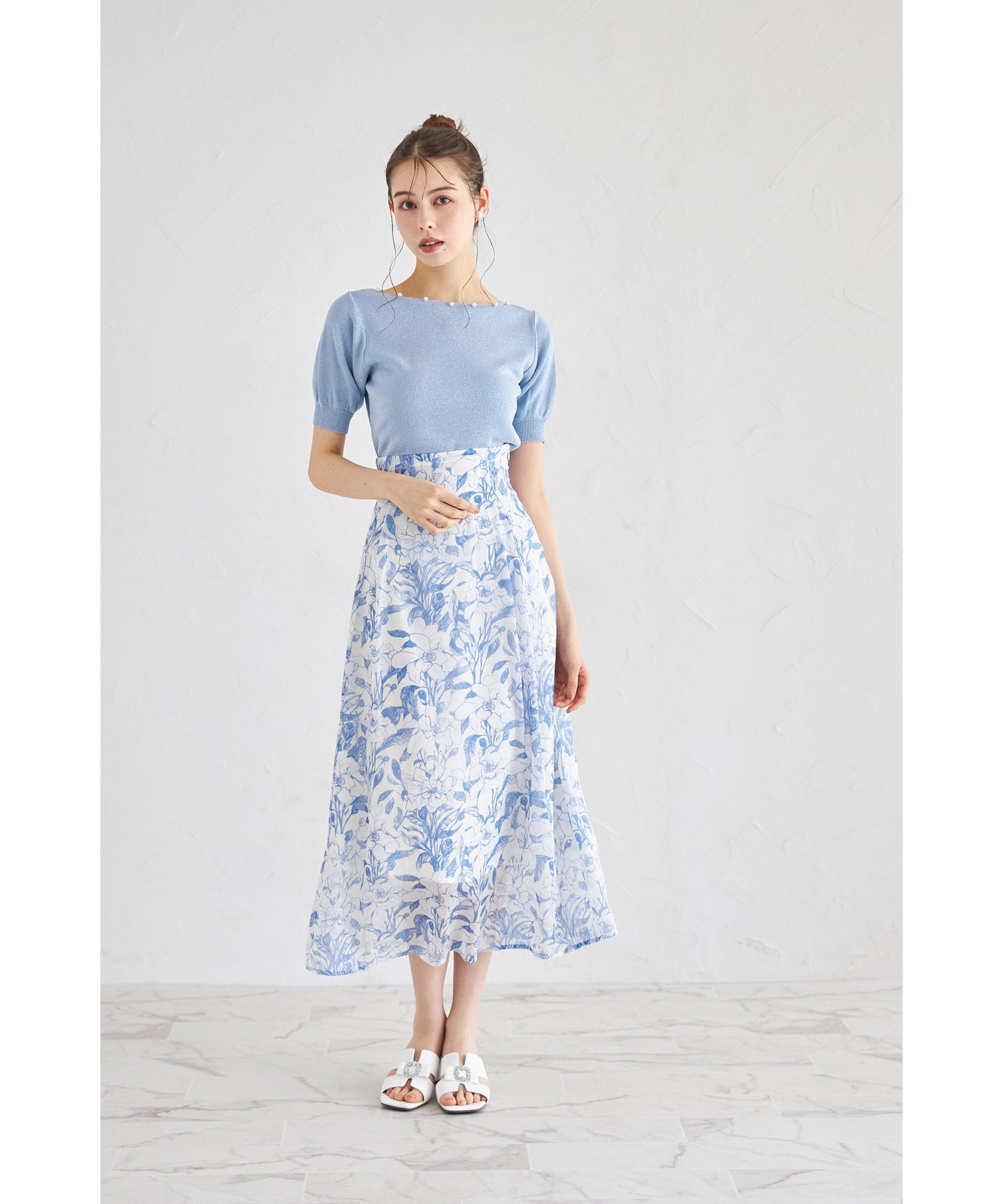 トッコクローゼット tocco closet パール付きスカラネックラメニットプルオーバー （オフホワイト） オフホワイト