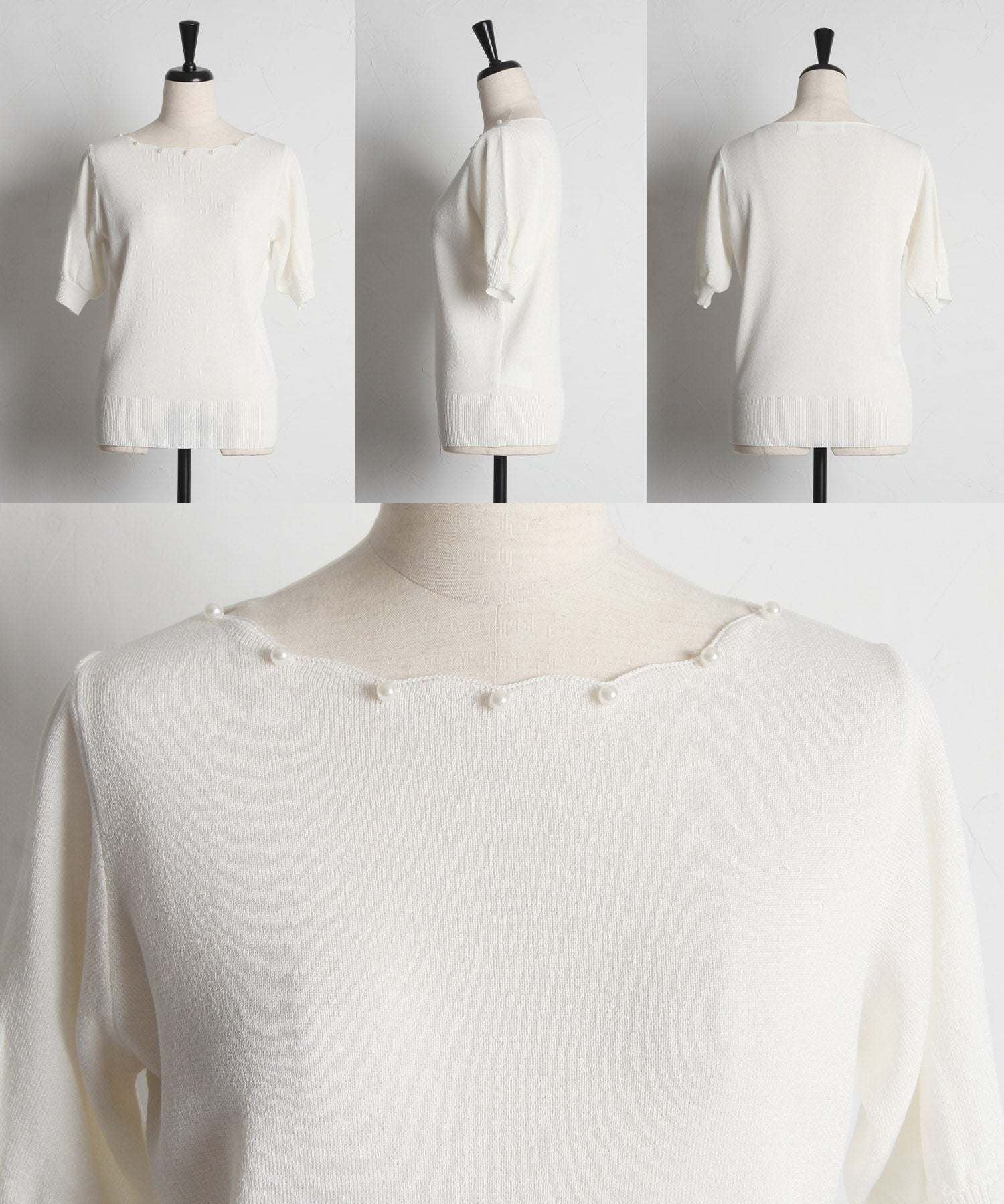 トッコクローゼット tocco closet パール付きスカラネックラメニットプルオーバー （オフホワイト） オフホワイト