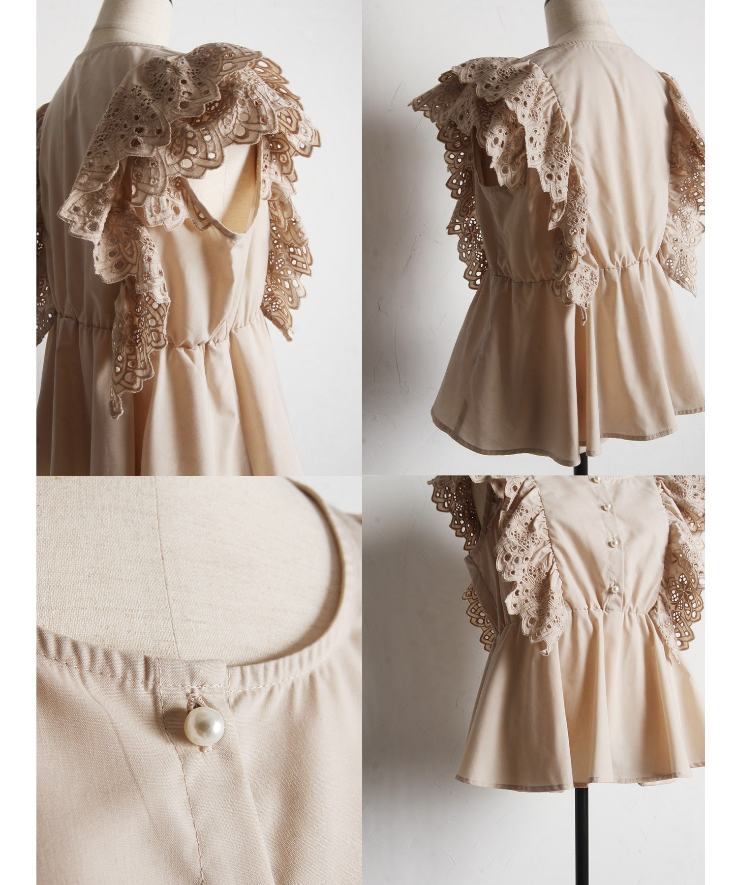 トッコクローゼット tocco closet 棉質蕾絲荷葉邊佩普拉姆上衣
