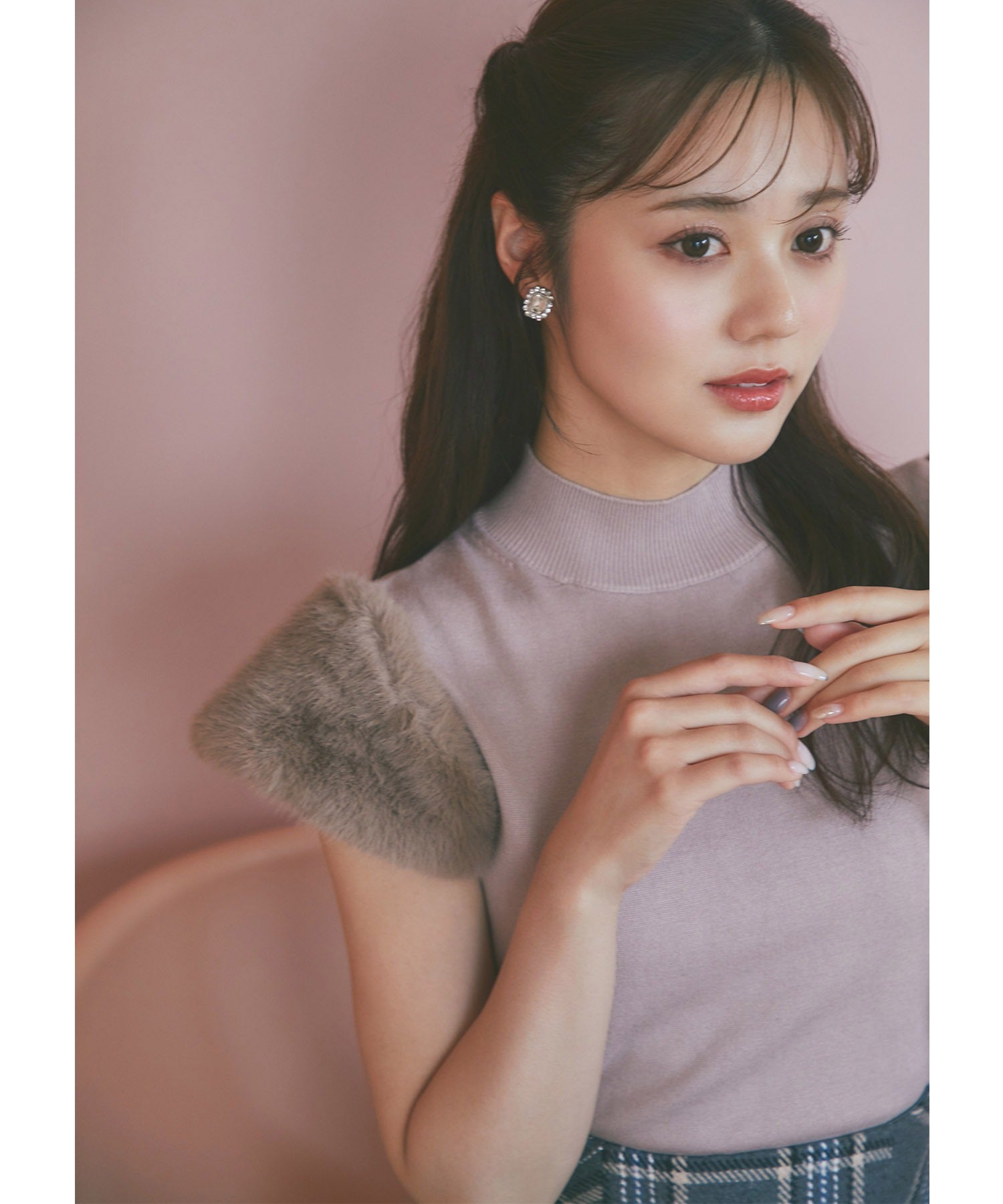 ☆tocco☆ Tocco Closet Tocco Closet Short Sleeve Switching Knit Pullover