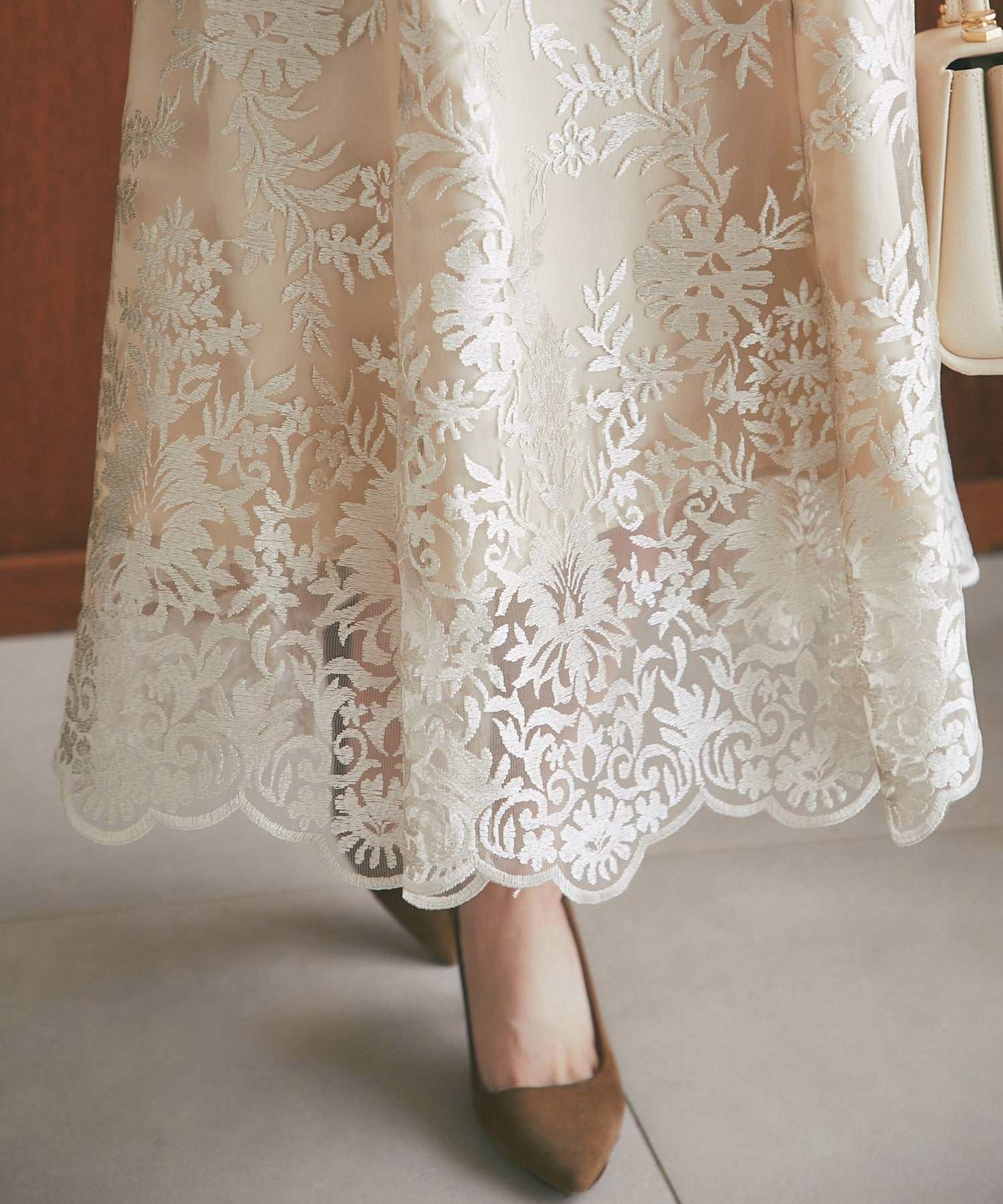 トッコクローゼット tocco closet 取り外し可能な立体フラワー襟付きレースワンピース （シャンパンゴールド） シャンパンゴールド