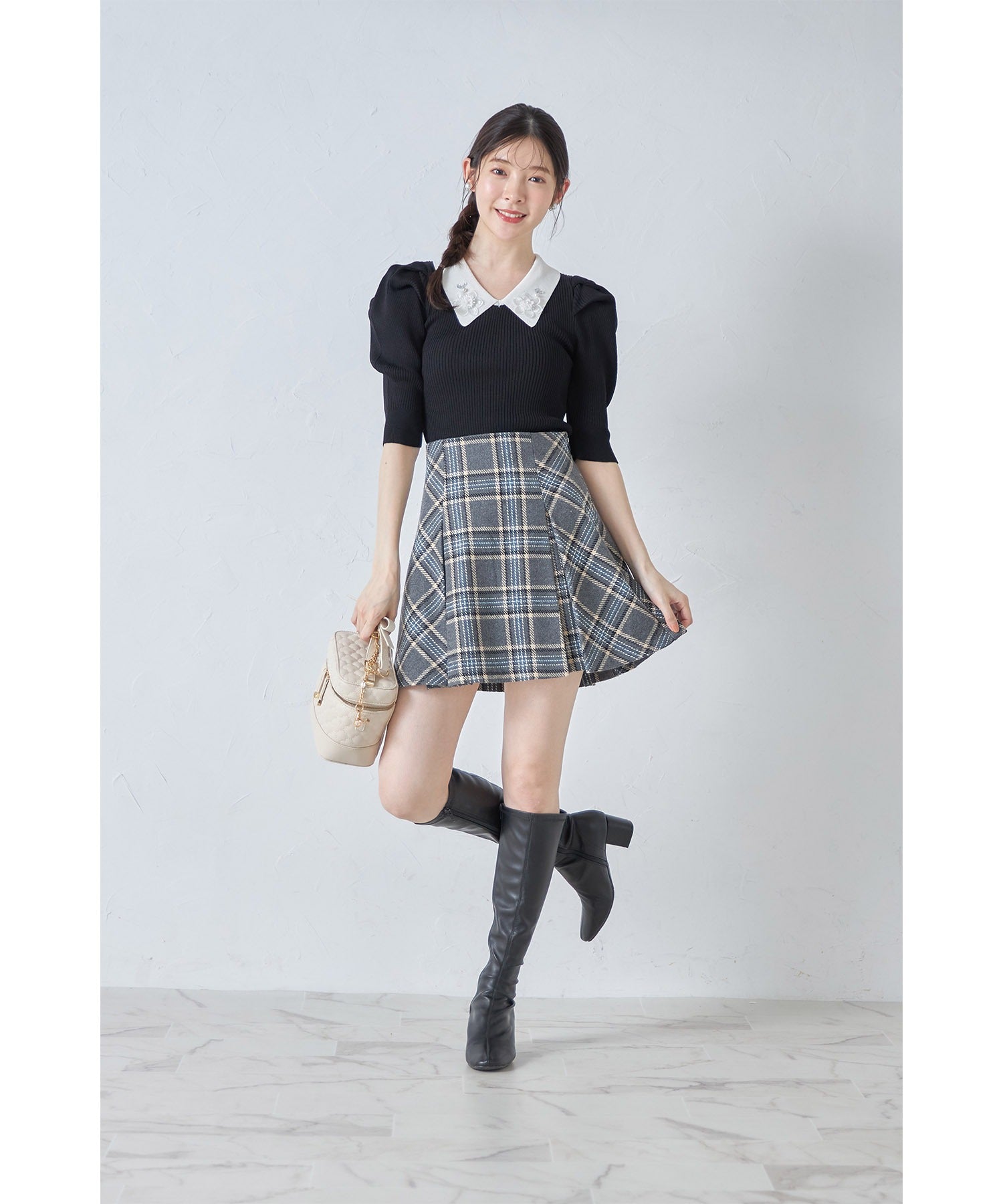 トッコクローゼット tocco closet インナーパンツ付きチェックミニスカート※紺野彩夏さん着用