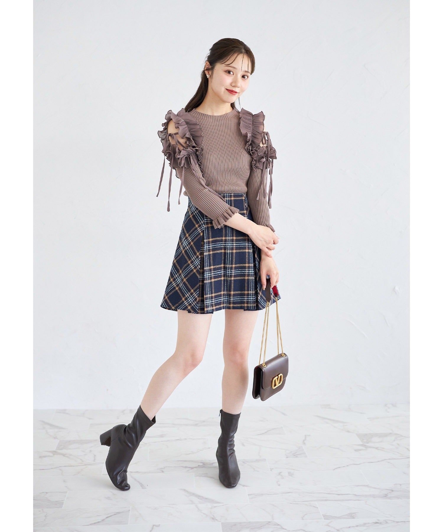 トッコクローゼット tocco closet インナーパンツ付きチェックミニスカート※紺野彩夏さん着用