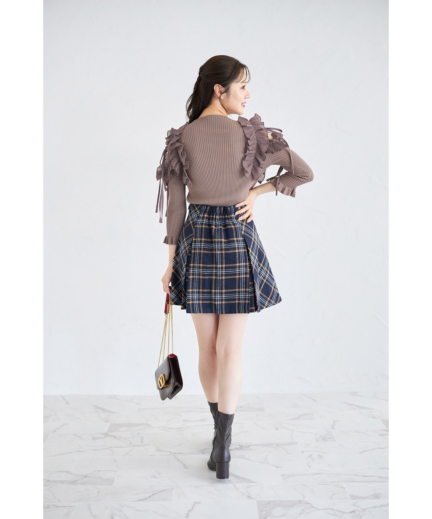 トッコクローゼット tocco closet インナーパンツ付きチェックミニスカート※紺野彩夏さん着用