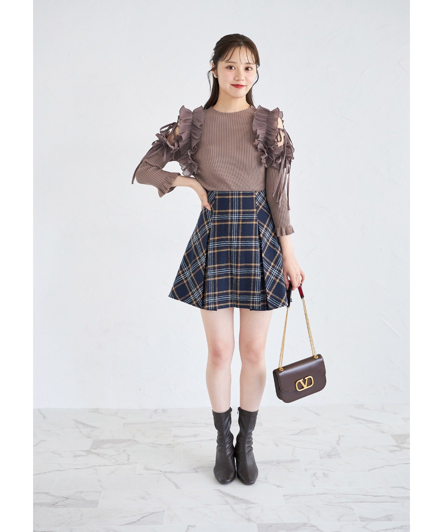 トッコクローゼット tocco closet インナーパンツ付きチェックミニスカート※紺野彩夏さん着用