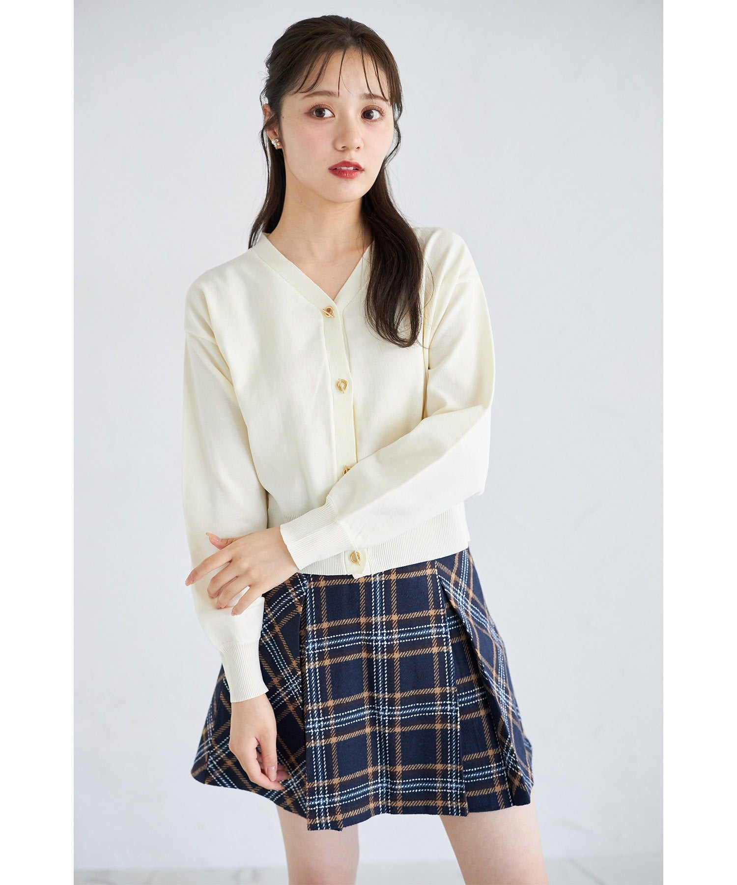 トッコクローゼット tocco closet インナーパンツ付きチェックミニスカート※紺野彩夏さん着用