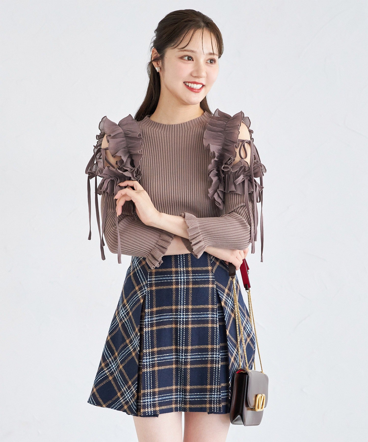 トッコクローゼット tocco closet インナーパンツ付きチェックミニスカート※紺野彩夏さん着用