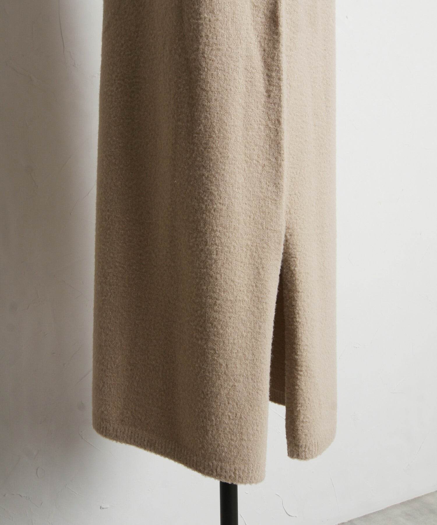 トッコクローゼット tocco closet パール釦カーディガン×タイトスカートのラメ入りフェザーニットセットアップ