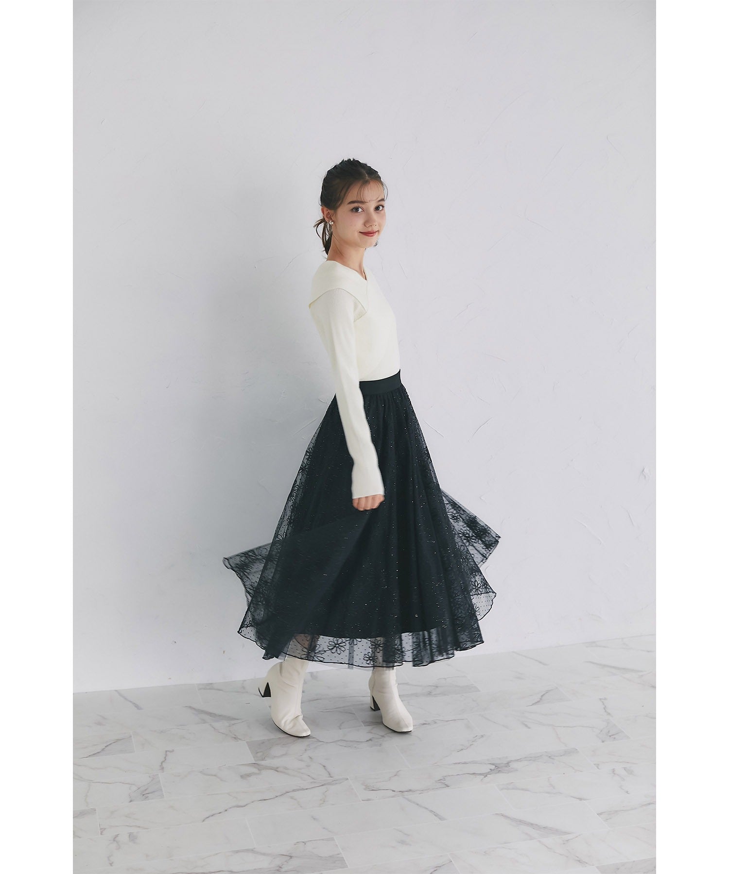 Tocco Closet Glittery Asymmetric Ribbed Knit Pullover