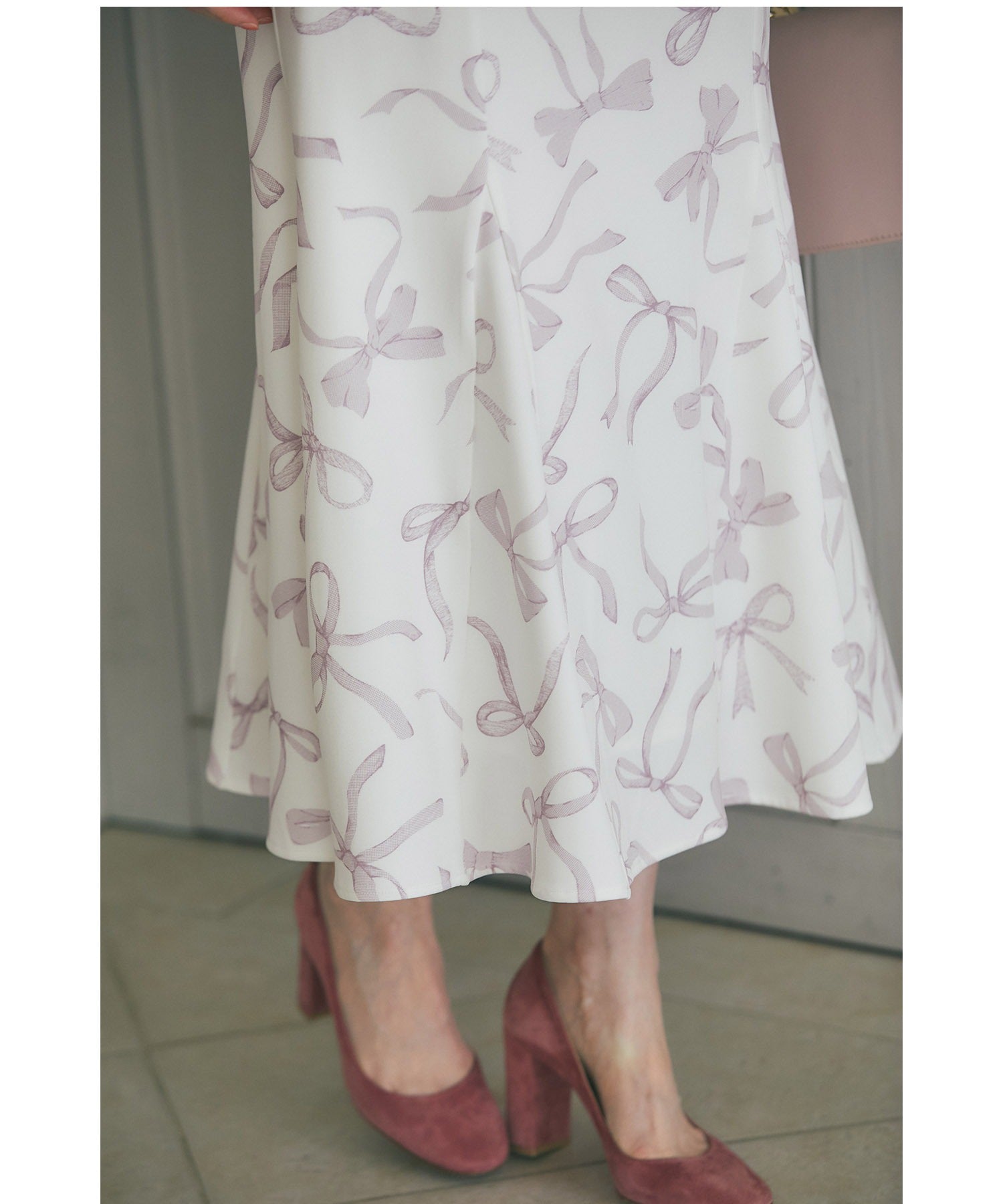 Tocco Closet Back Lace-Up Ribbon Print Mermaid Skirt