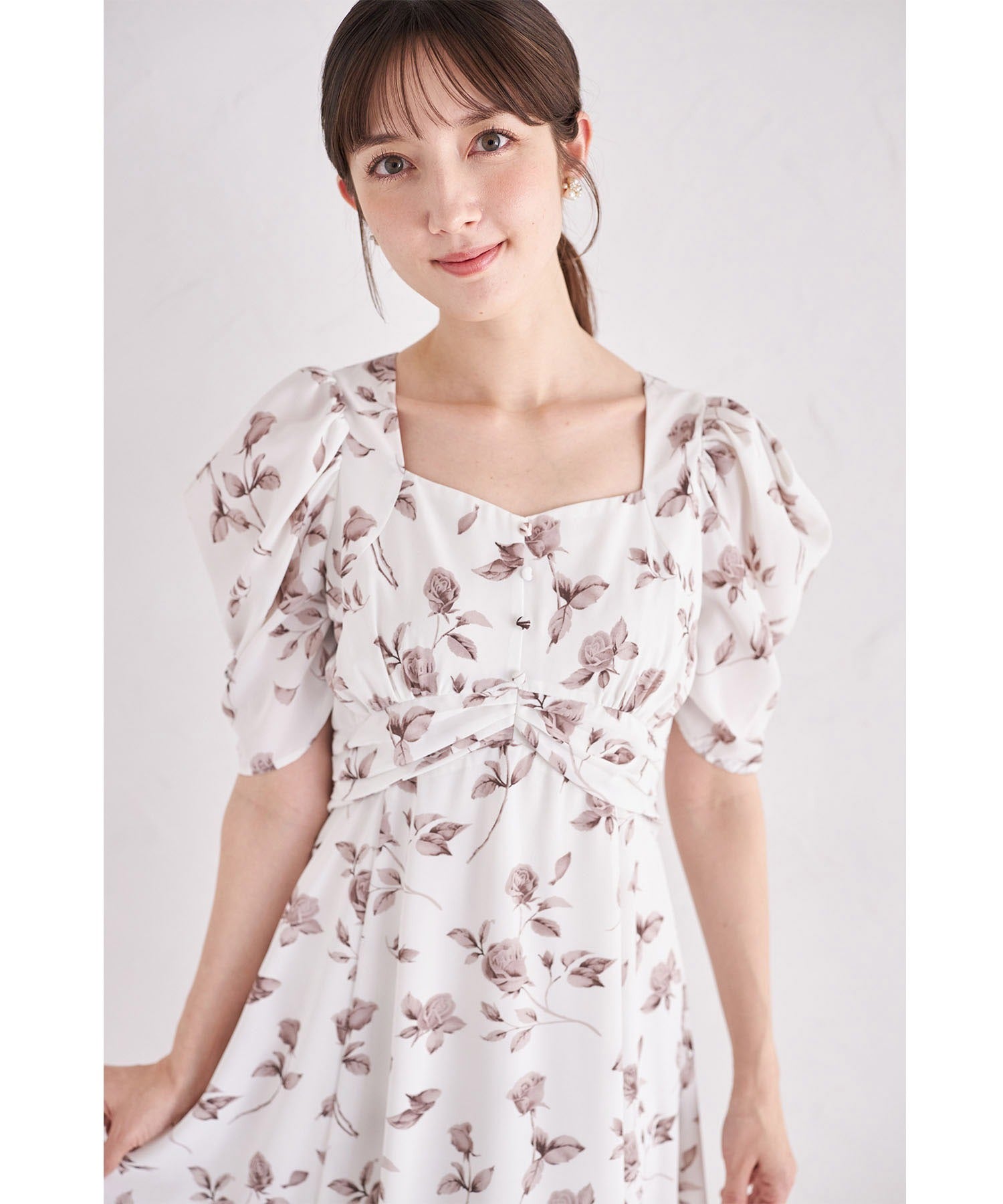 トッコクローゼット tocco closet 復古玫瑰印花美人魚連衣裙