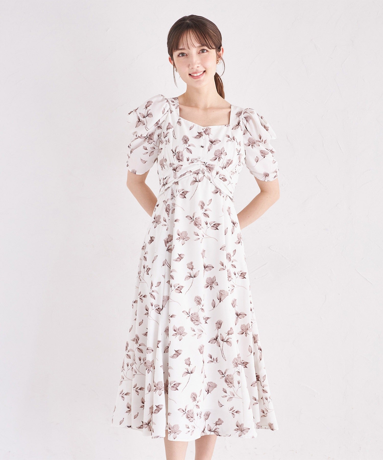 トッコクローゼット tocco closet 復古玫瑰印花美人魚連衣裙