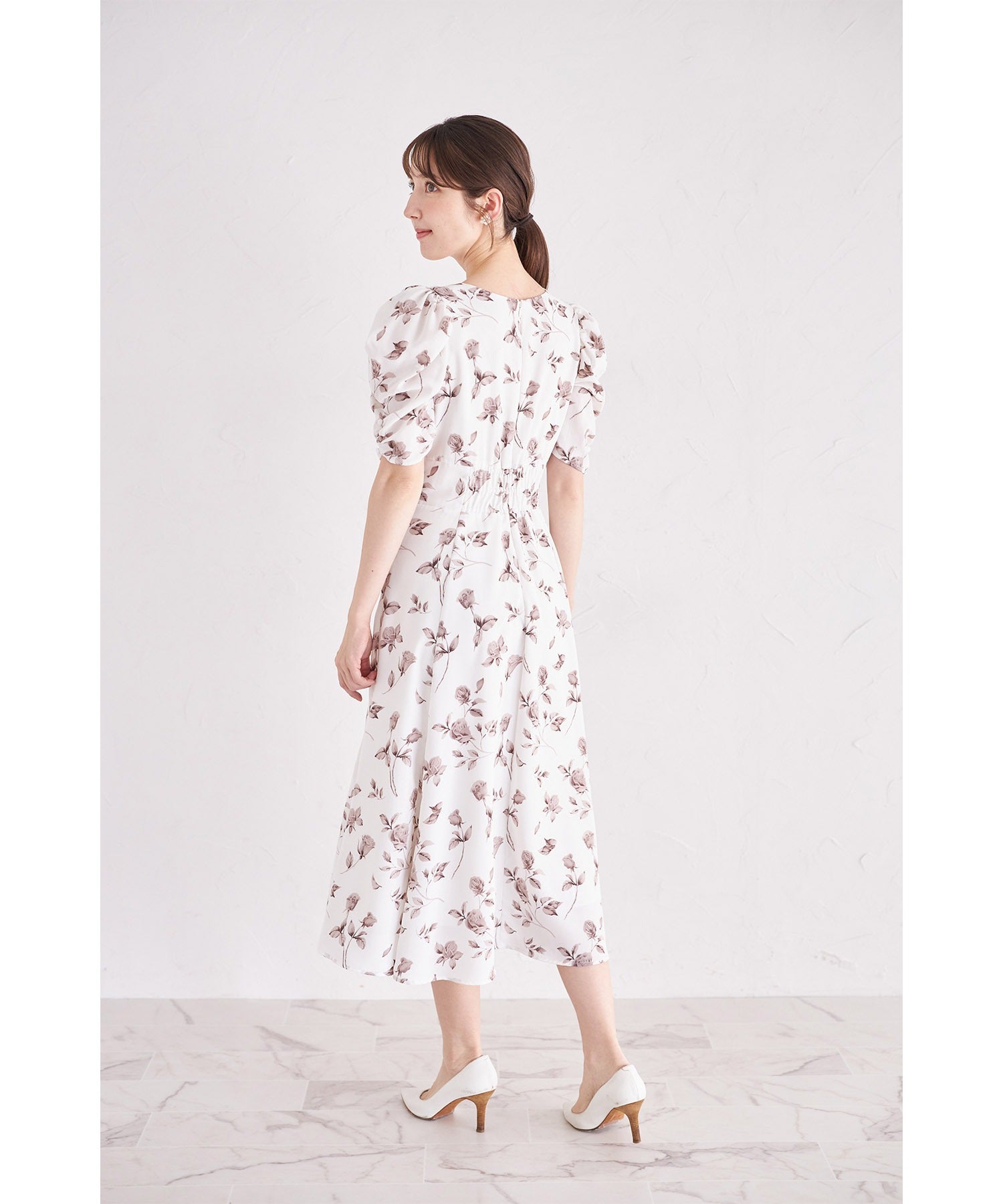 トッコクローゼット tocco closet 復古玫瑰印花美人魚連衣裙