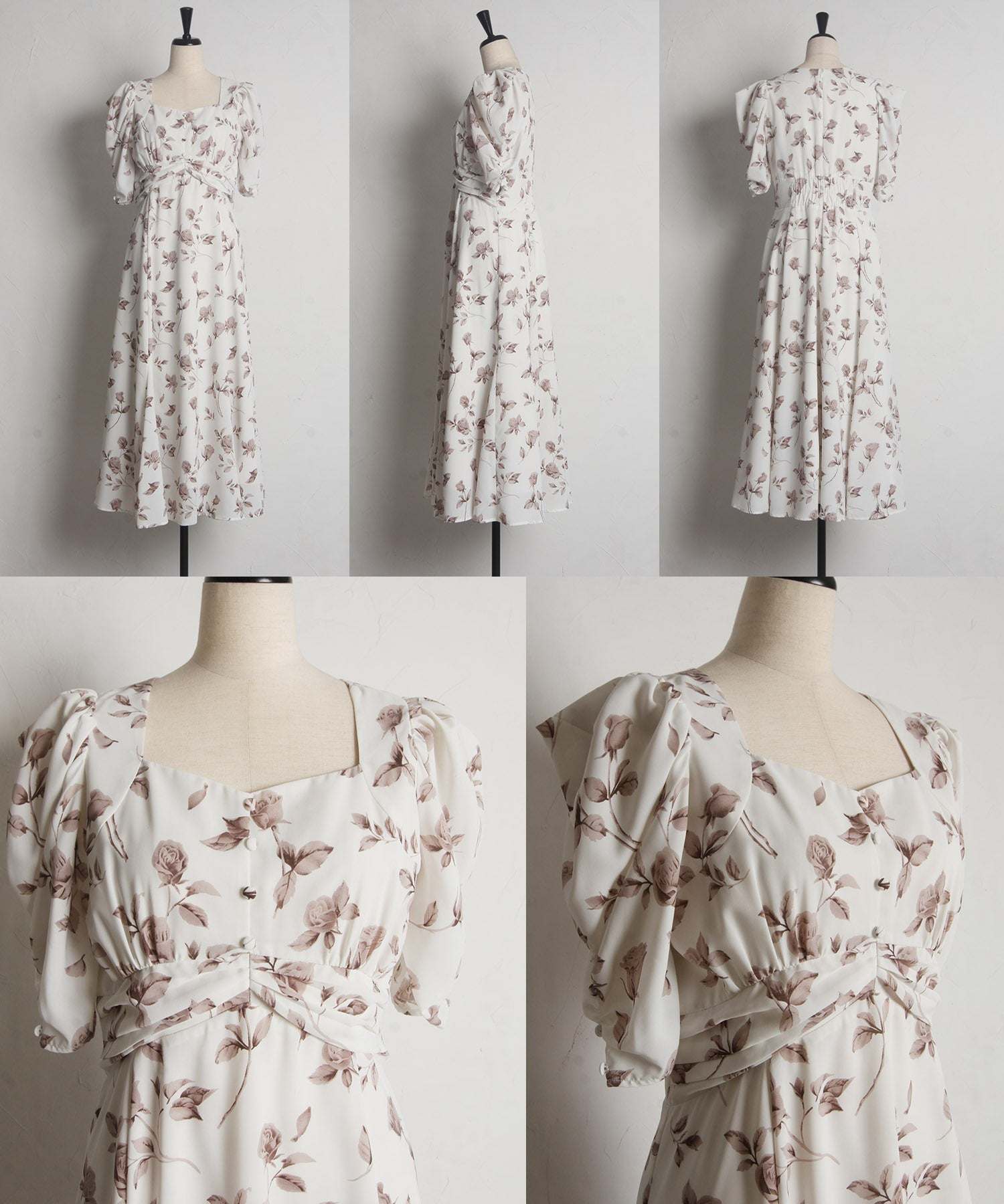 トッコクローゼット tocco closet 復古玫瑰印花美人魚連衣裙