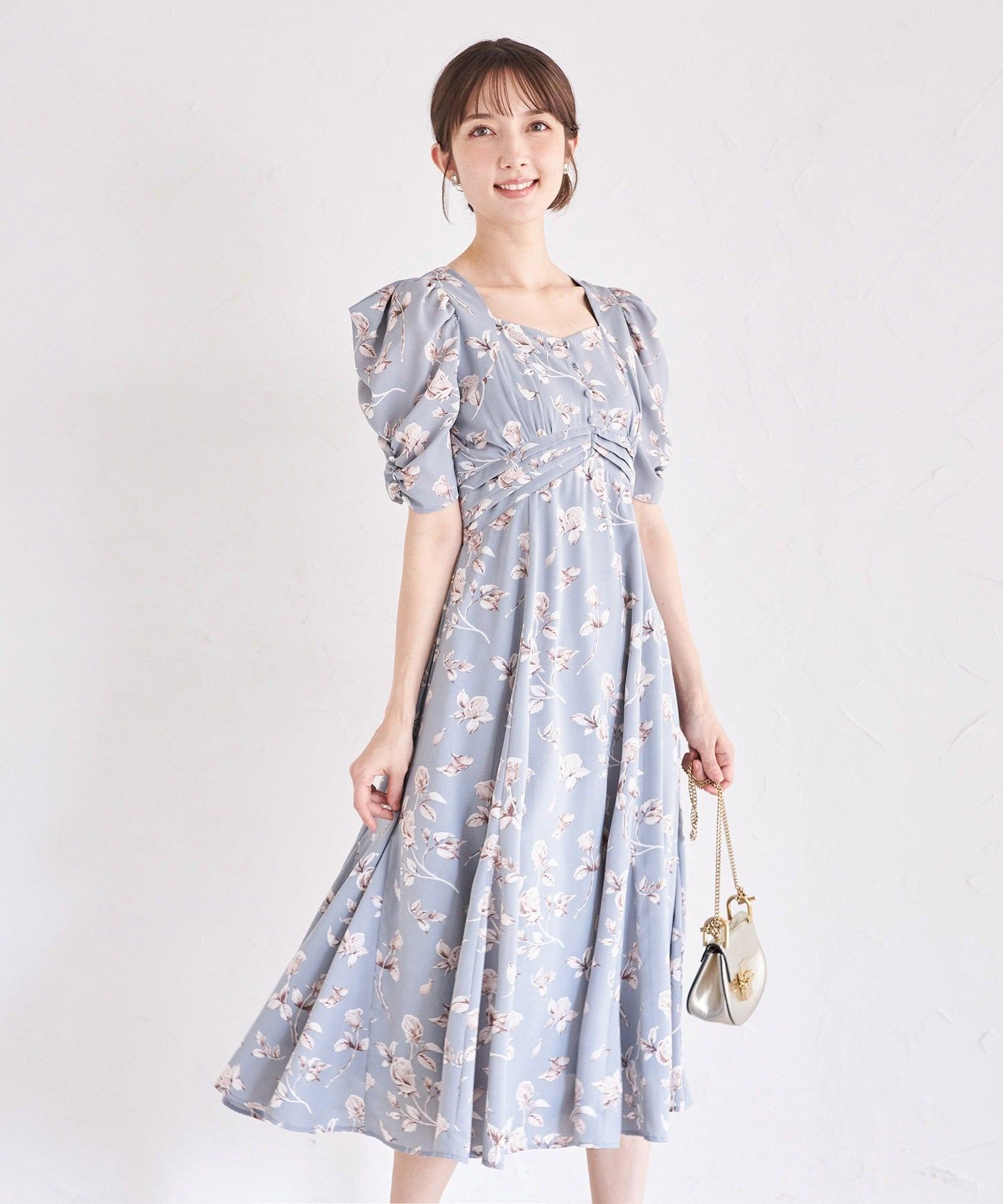 トッコクローゼット tocco closet 復古玫瑰印花美人魚連衣裙