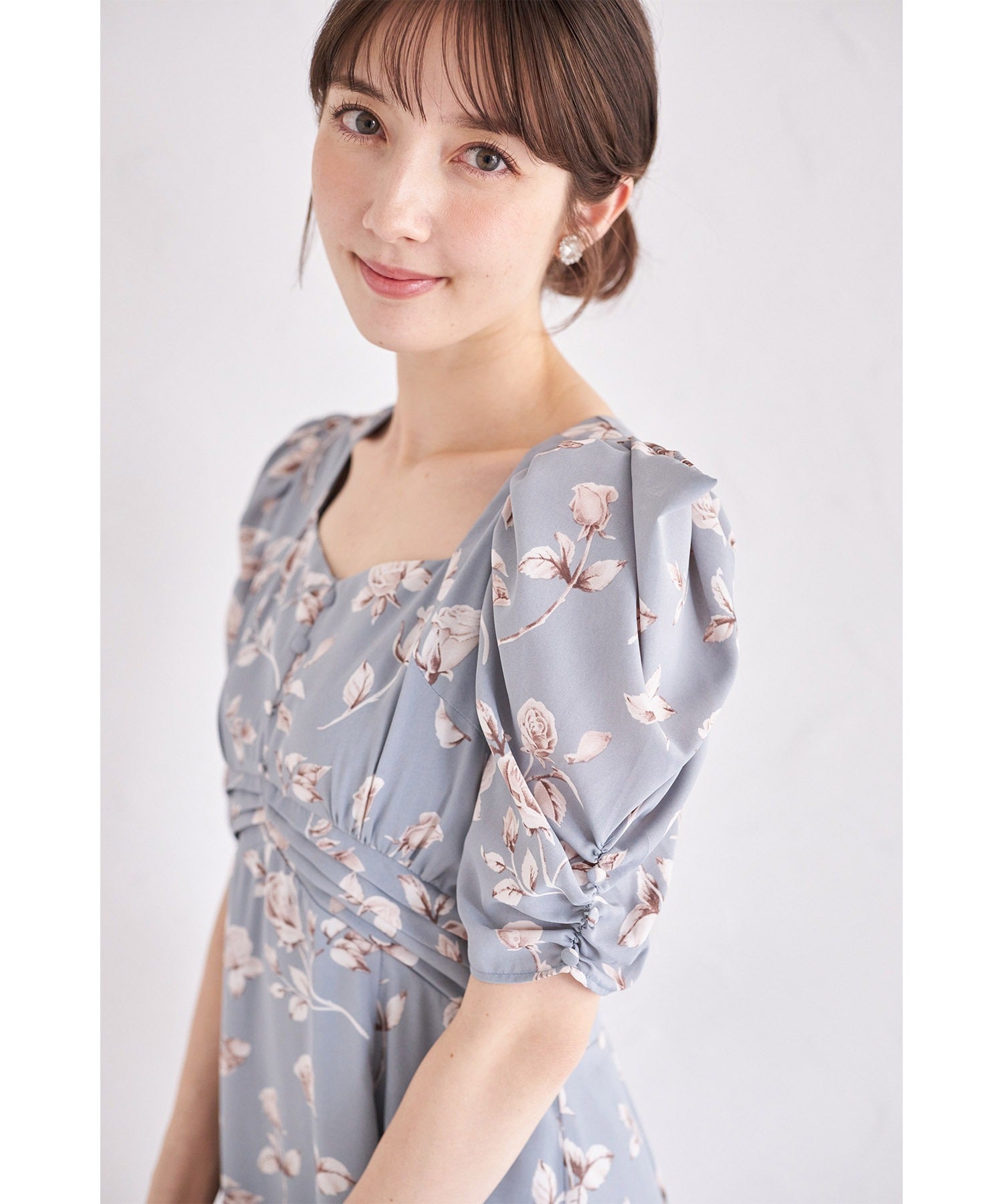 トッコクローゼット tocco closet 復古玫瑰印花美人魚連衣裙