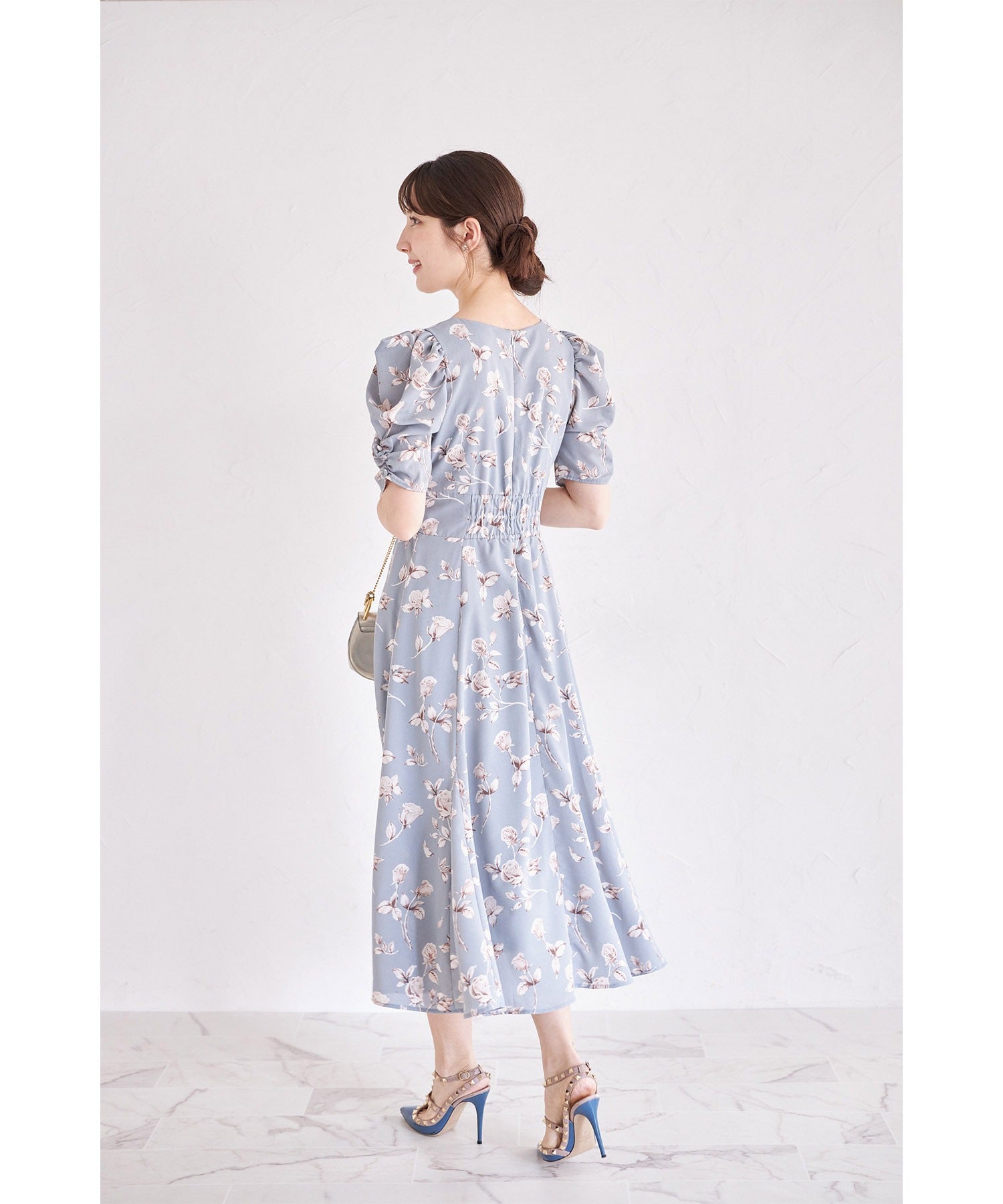 トッコクローゼット tocco closet 復古玫瑰印花美人魚連衣裙