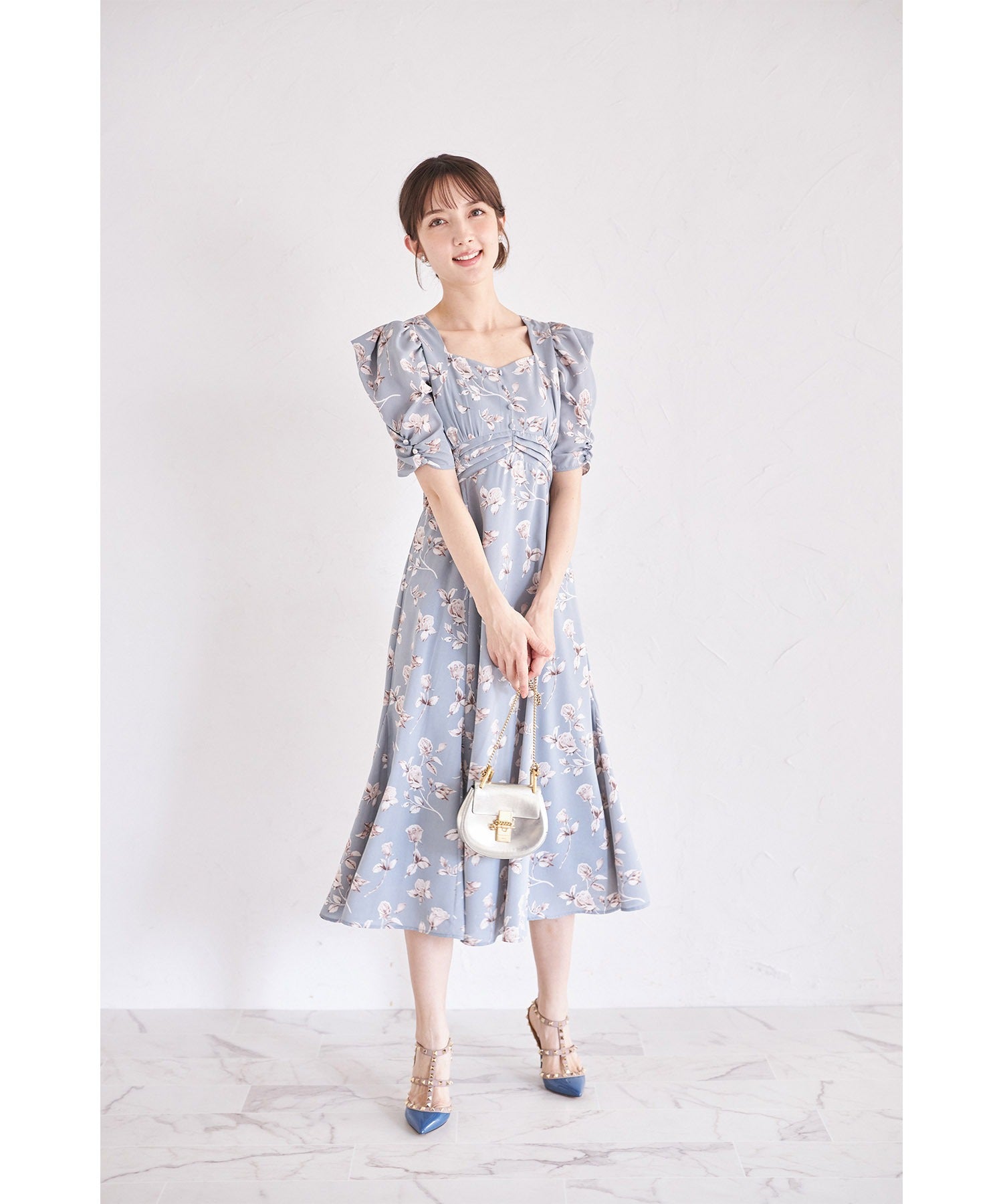 トッコクローゼット tocco closet 復古玫瑰印花美人魚連衣裙