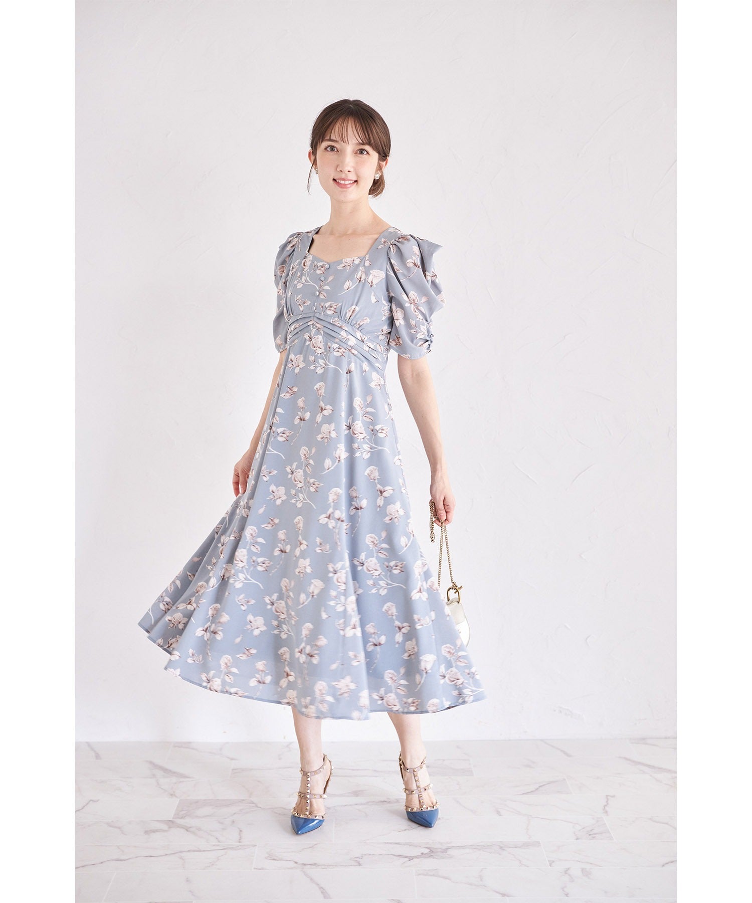 トッコクローゼット tocco closet 復古玫瑰印花美人魚連衣裙