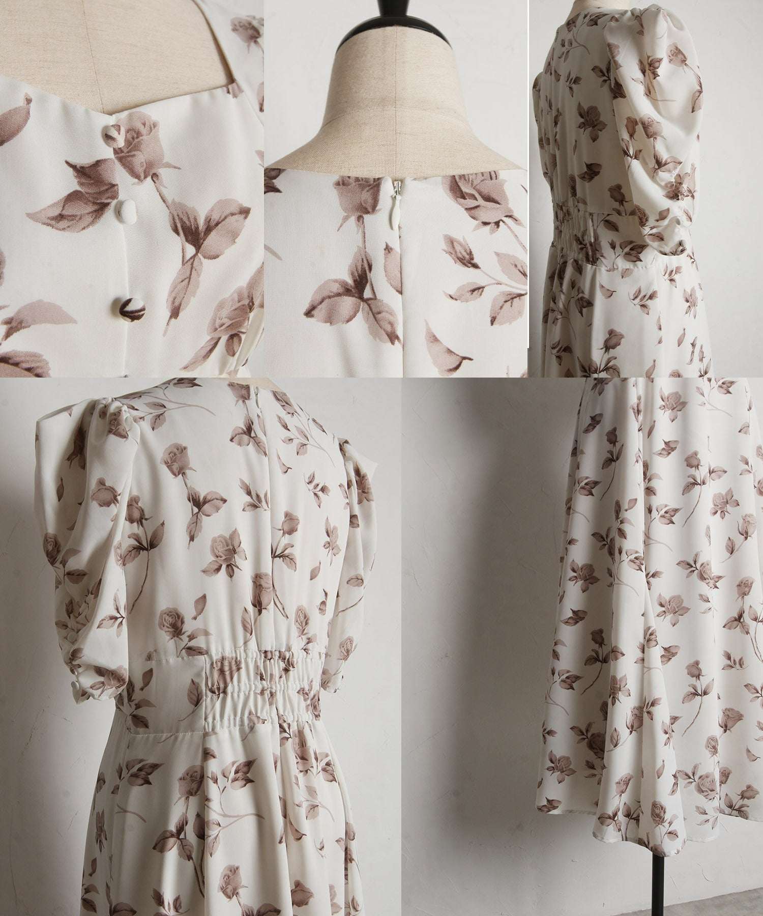 トッコクローゼット tocco closet 復古玫瑰印花美人魚連衣裙