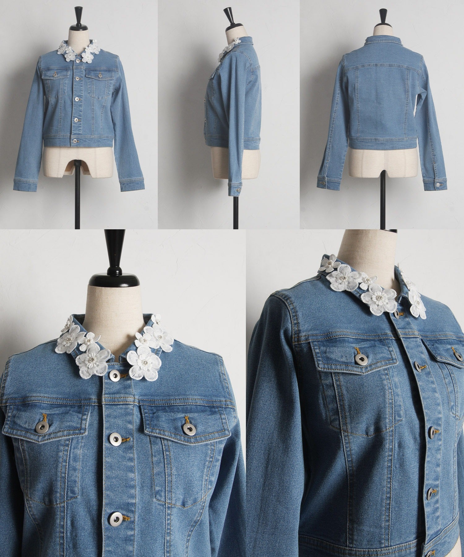 トッコクローゼット tocco closet フラワーレース付きデニムジャケット