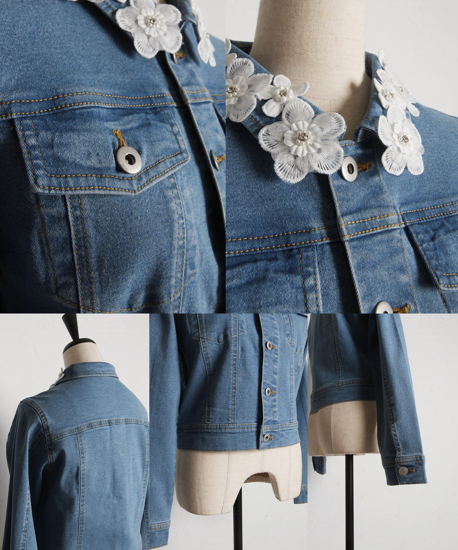 トッコクローゼット tocco closet 花蕾蕾絲附帶牛仔外套