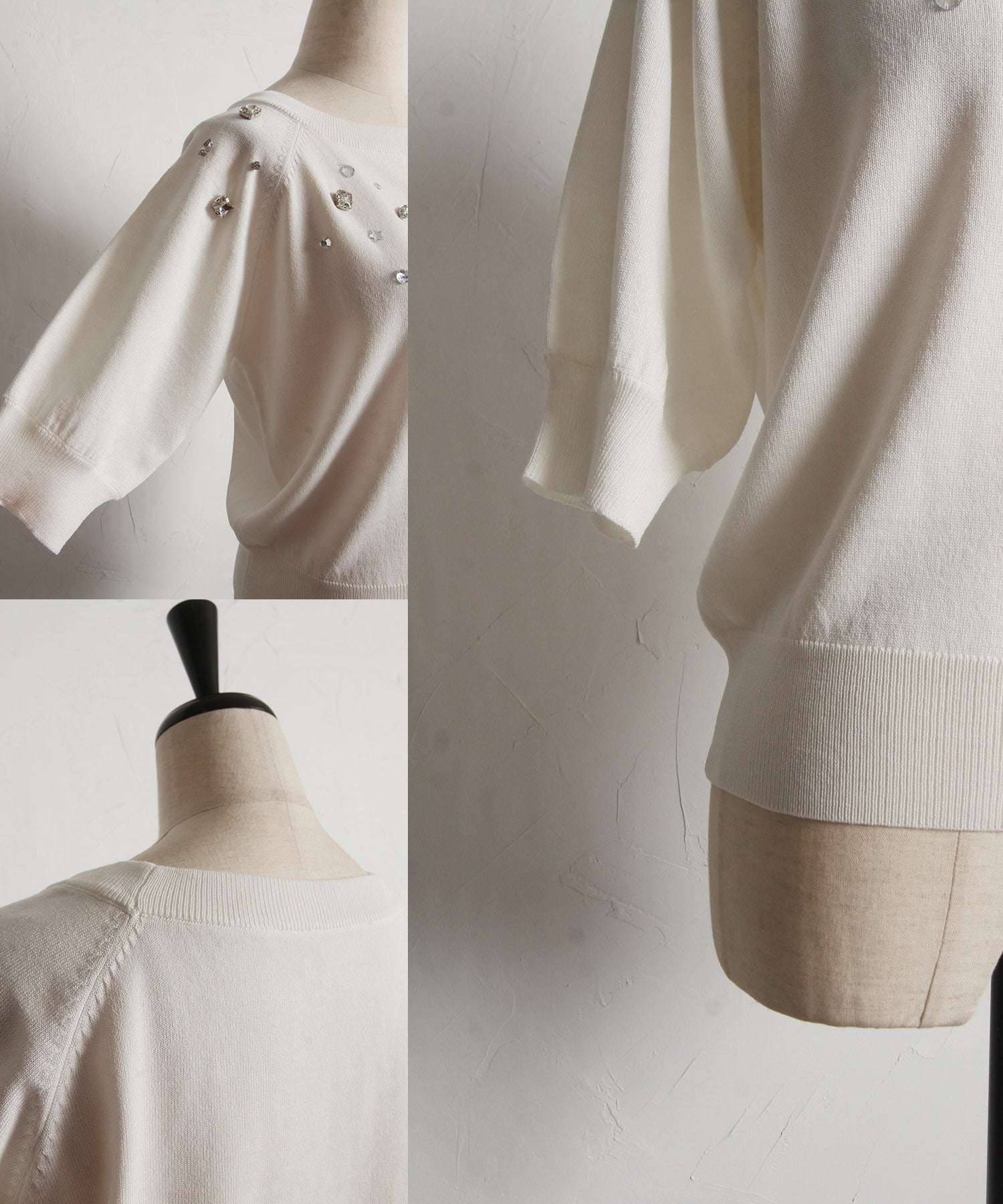 トッコクローゼット tocco closet クリアビジュー付きニットプルオーバー ホワイト