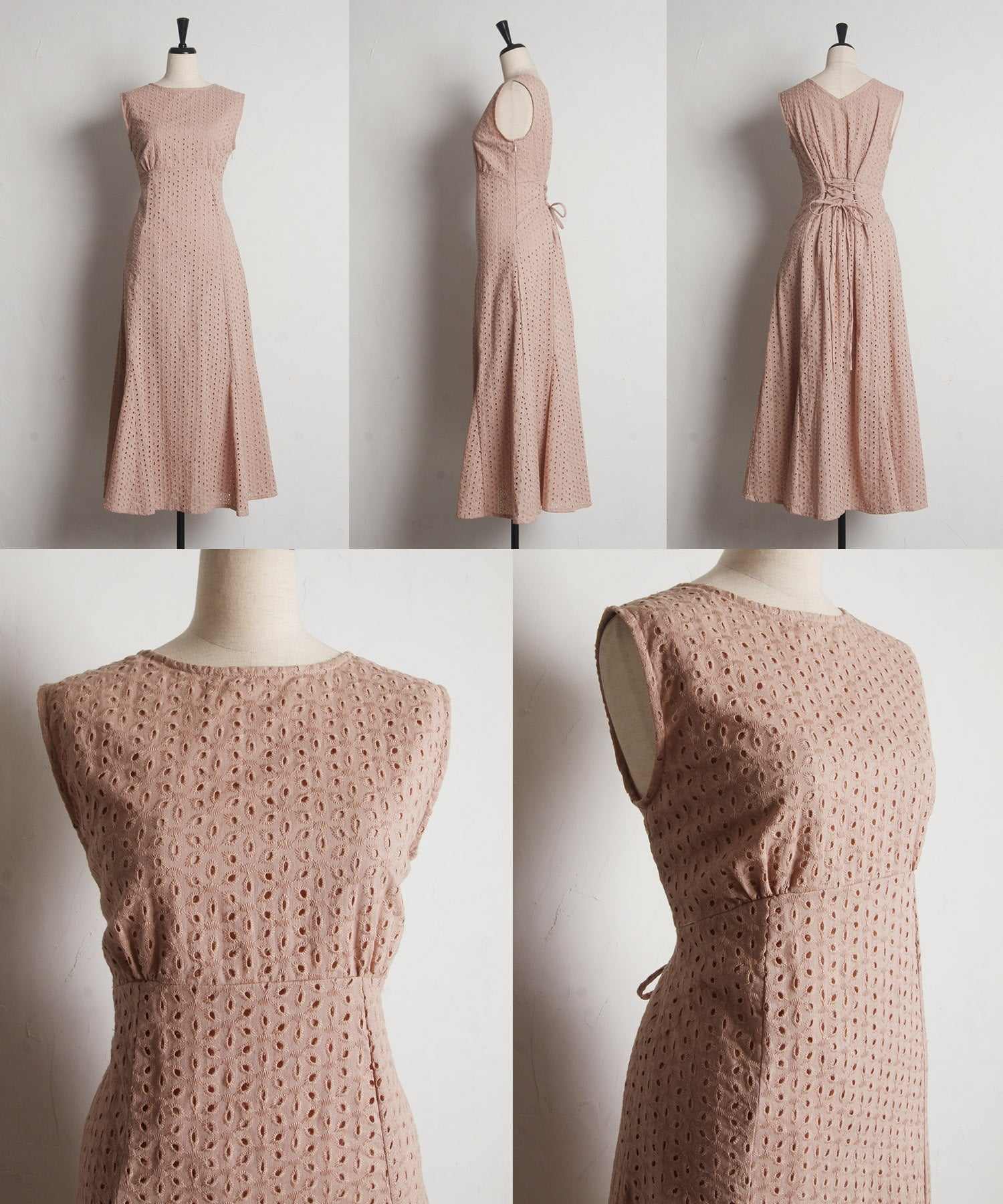 トッコクローゼット tocco closet バックレースアップコットンレースマーメイドワンピース ホワイト