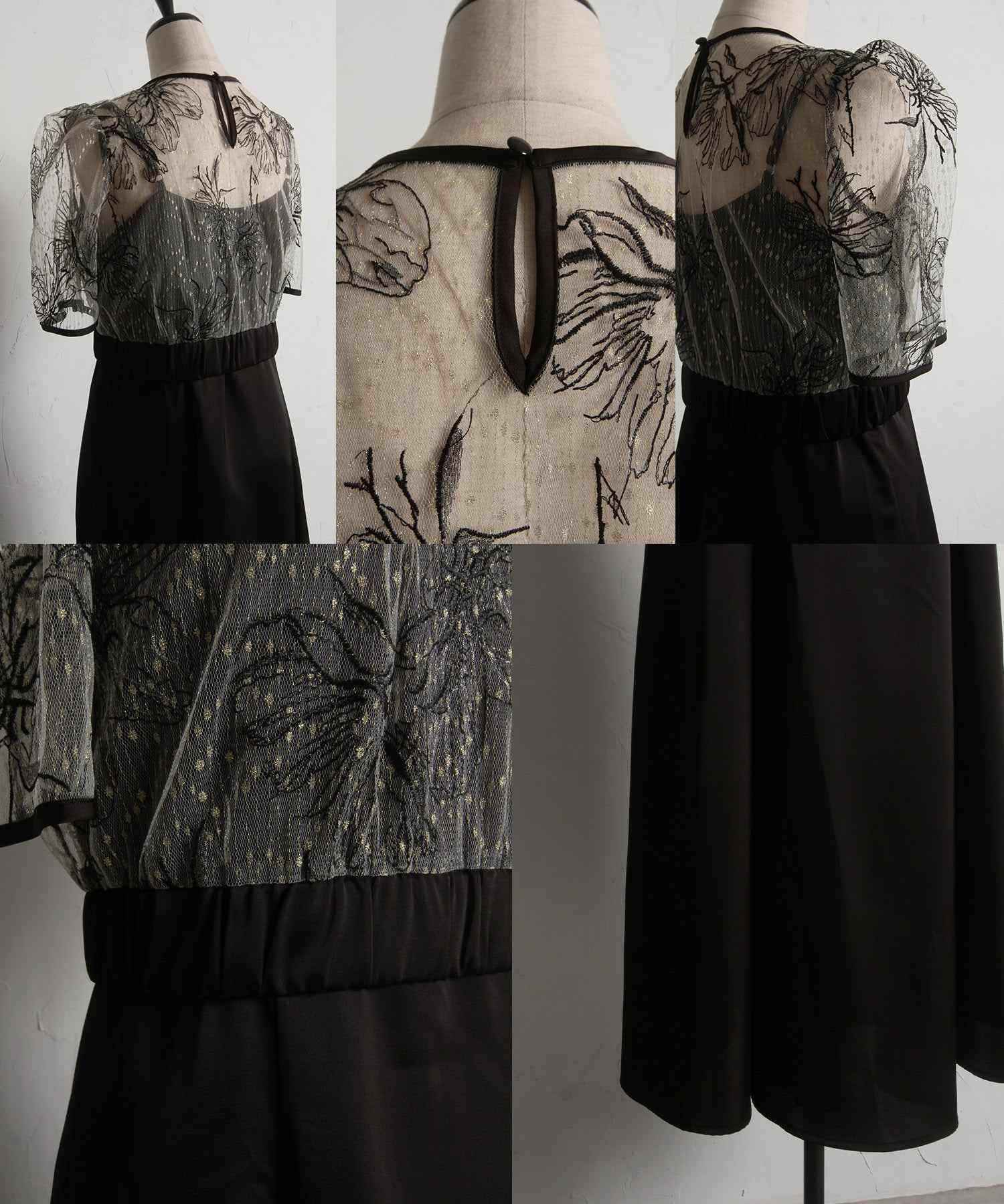Tocco Closet Glitter Lace Top × Satin Camisole Dress SET